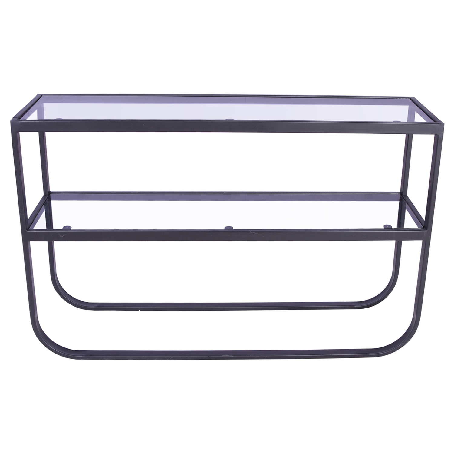 Venture Design Rocker Sidebord, M. 1 Hylde - Grå Glas Og Sort Metal (110X30)