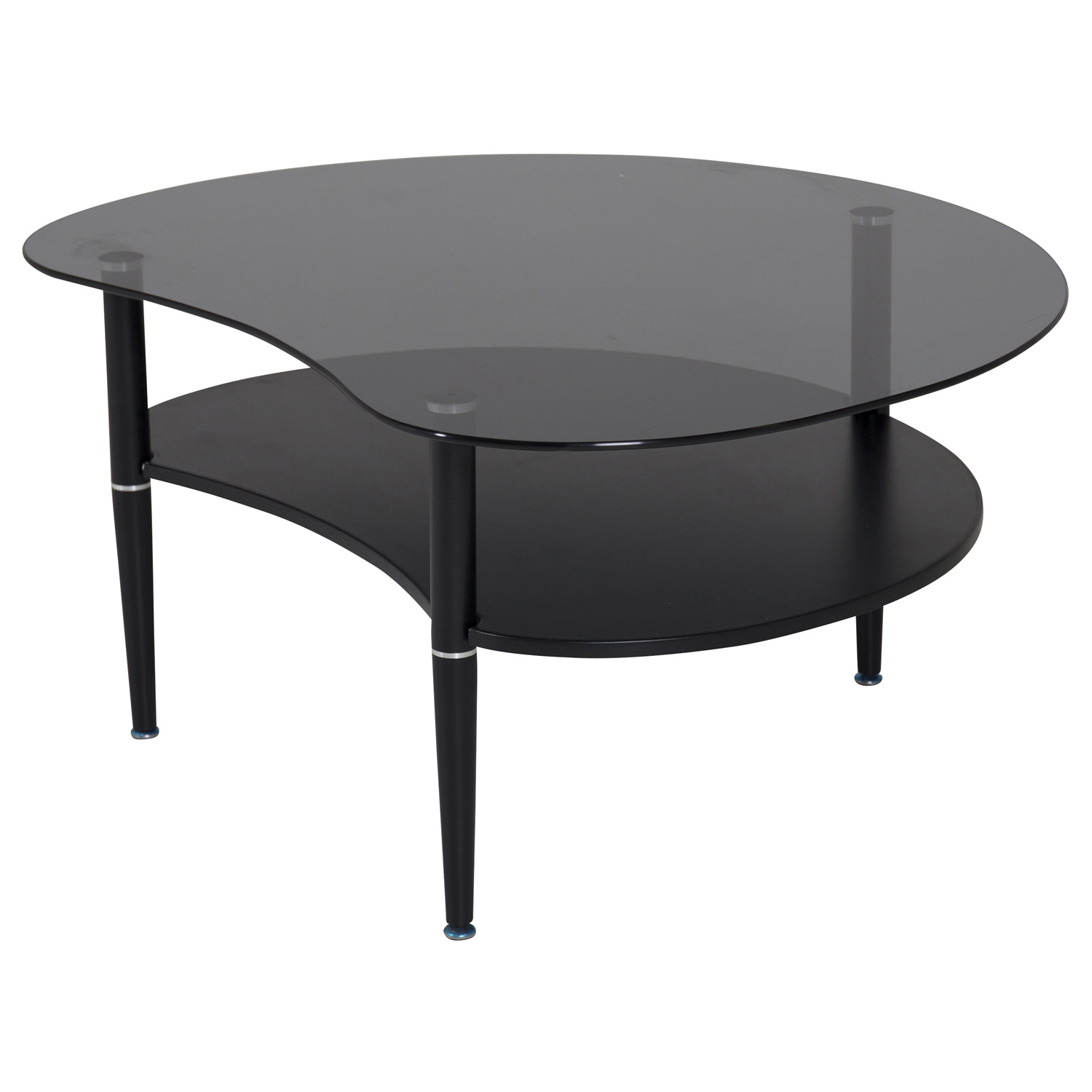 Venture Design Egg Sofabord, M. 1 Hylde - Grå Glas Og Sort Jern (100X80)