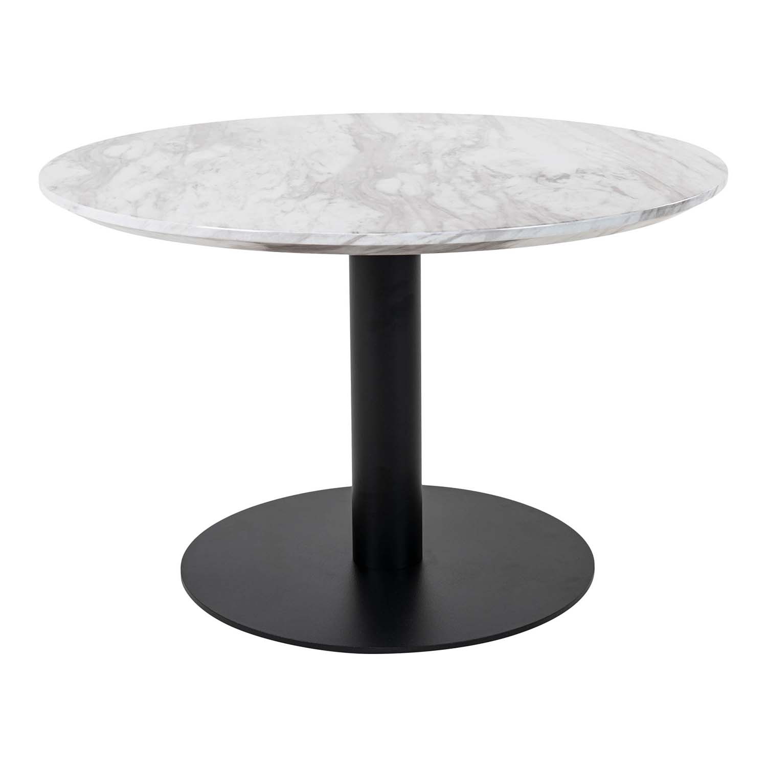 House Nordic Bolzano Sofabord - Mdf Med Marmor Look Og Sort Stål (Ø70) Dagligstue