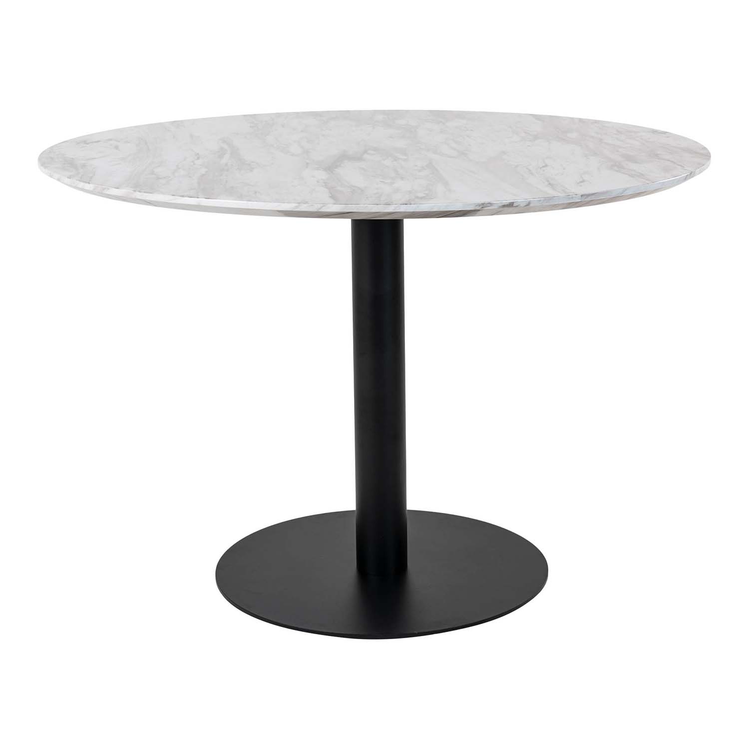 House Nordic Bolzano Spisebord - Mdf Med Marmor Look Og Sort Stål (Ø110) Spisestue