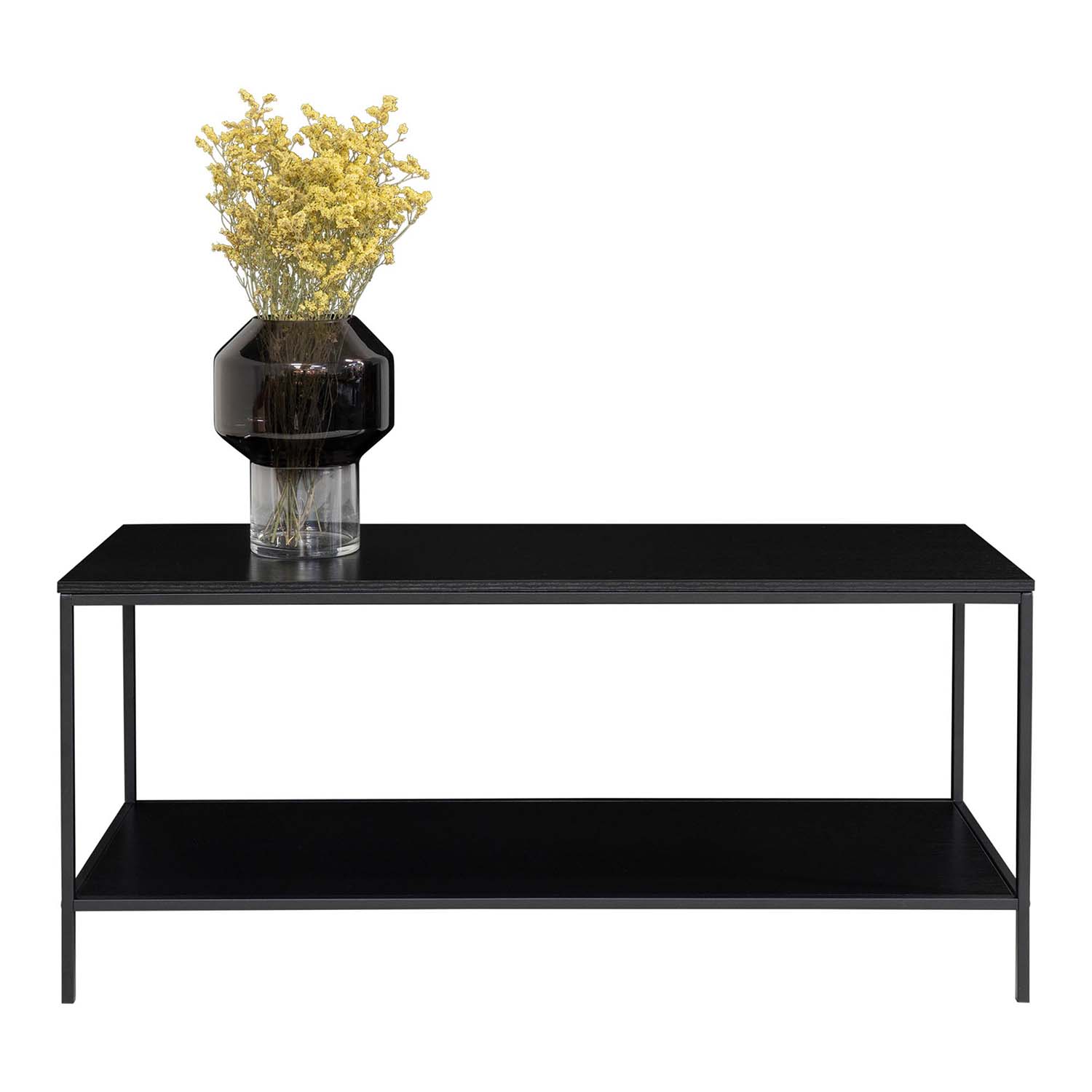 House Nordic Vita Tv-Bænk, M. Hylde - Sort Melamin Og Sort Stål (100X36)