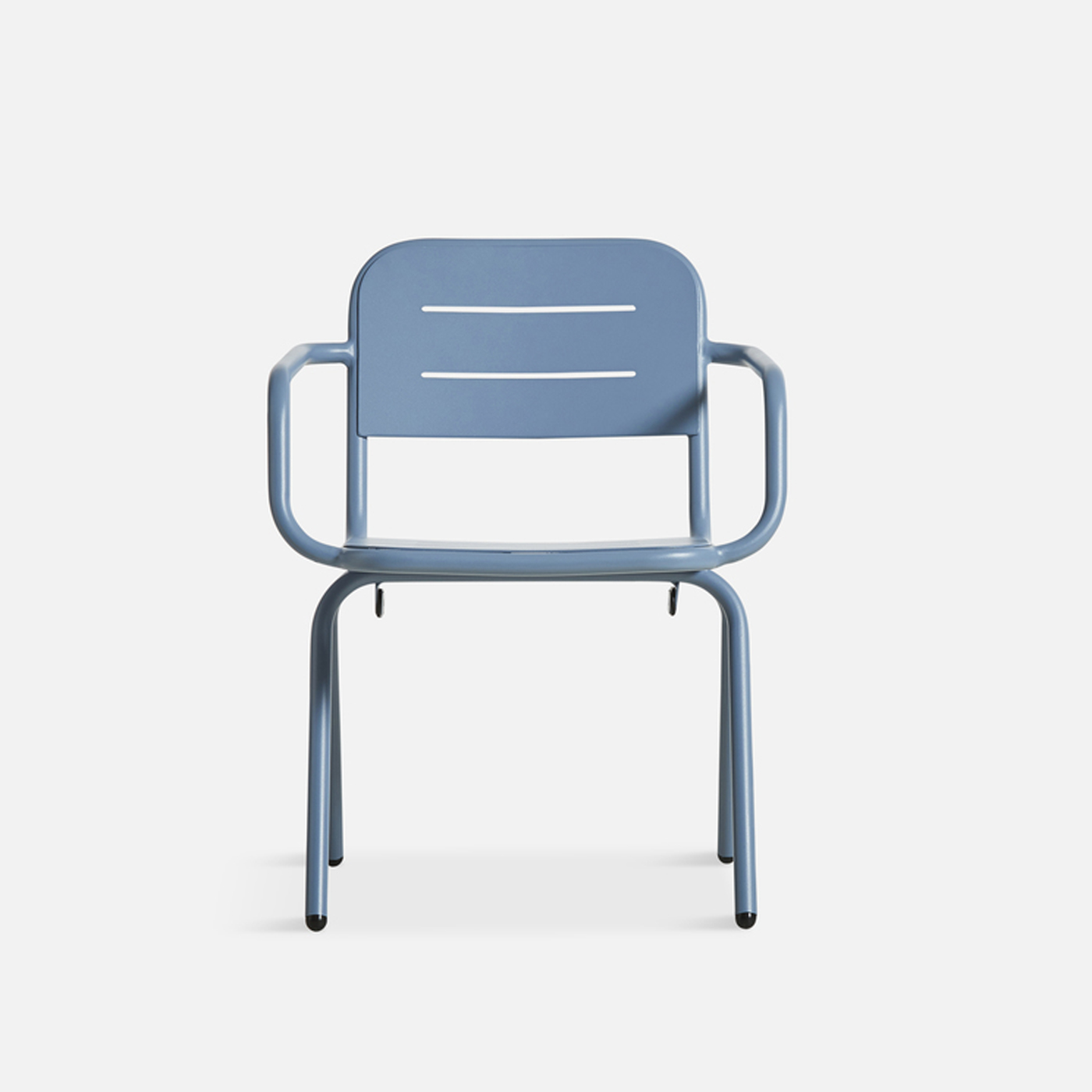 Køb WOUD Ray spisebordsstol – blå aluminium, m. armlæn
