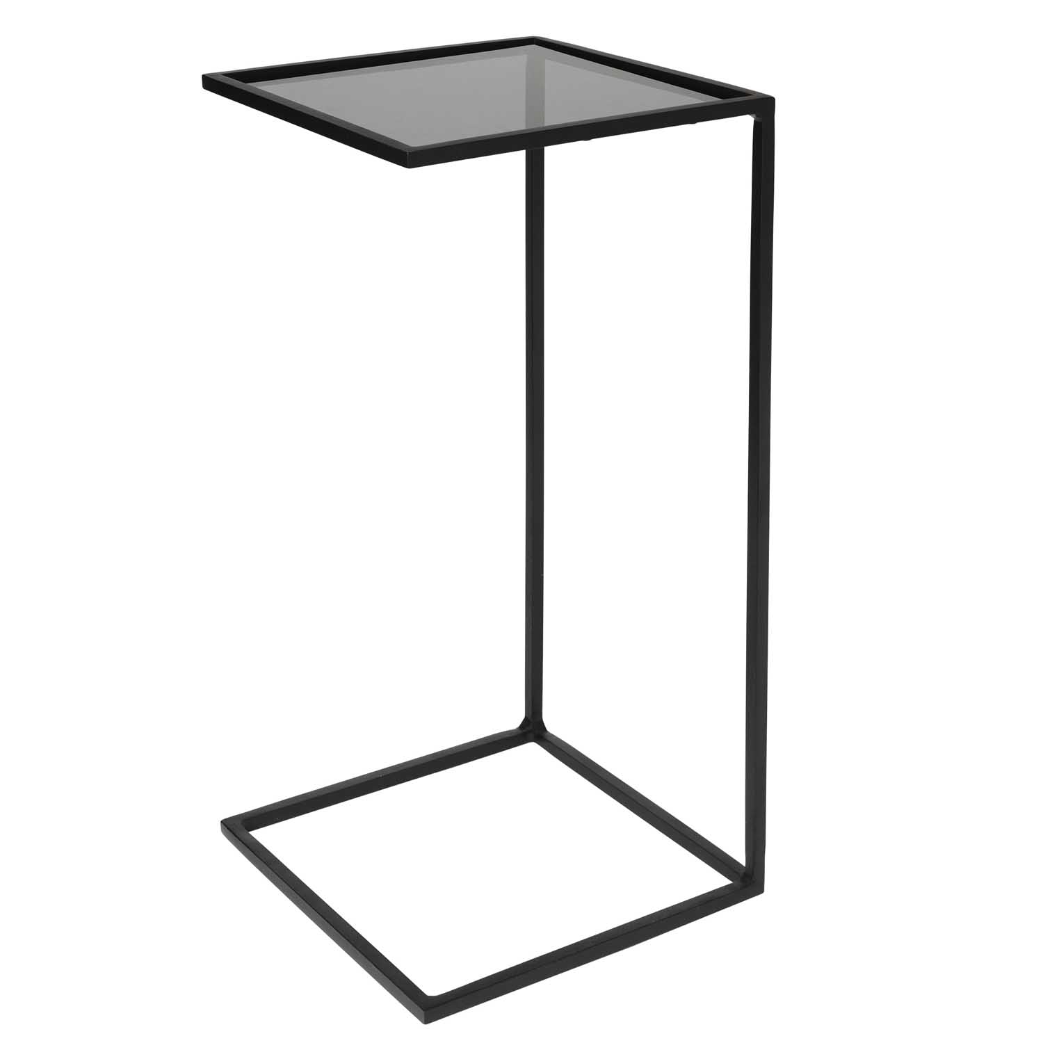 Broste Copenhagen Tania Sidebord - Glas Og Sort Stål, Kvadratisk (30X30) Dagligstue