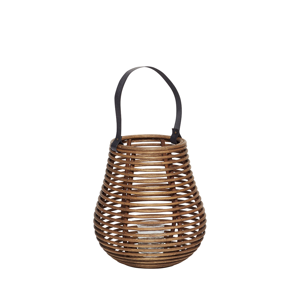 Hübsch Hübsch Lanterne - Rattan Og Glas, Lille Boligtilbehør
