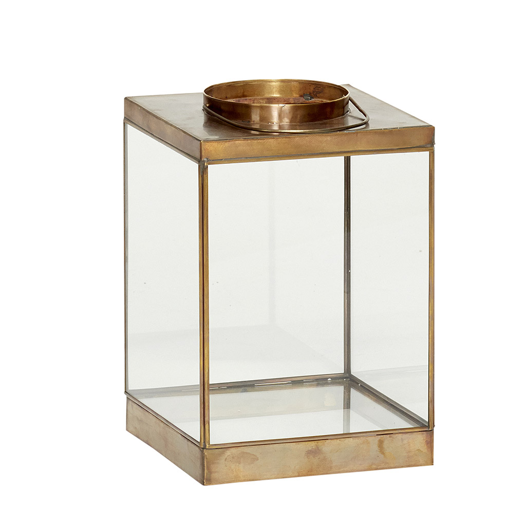 Hübsch Hübsch Lanterne - Messing Og Glas, Lav (25X25) Boligtilbehør
