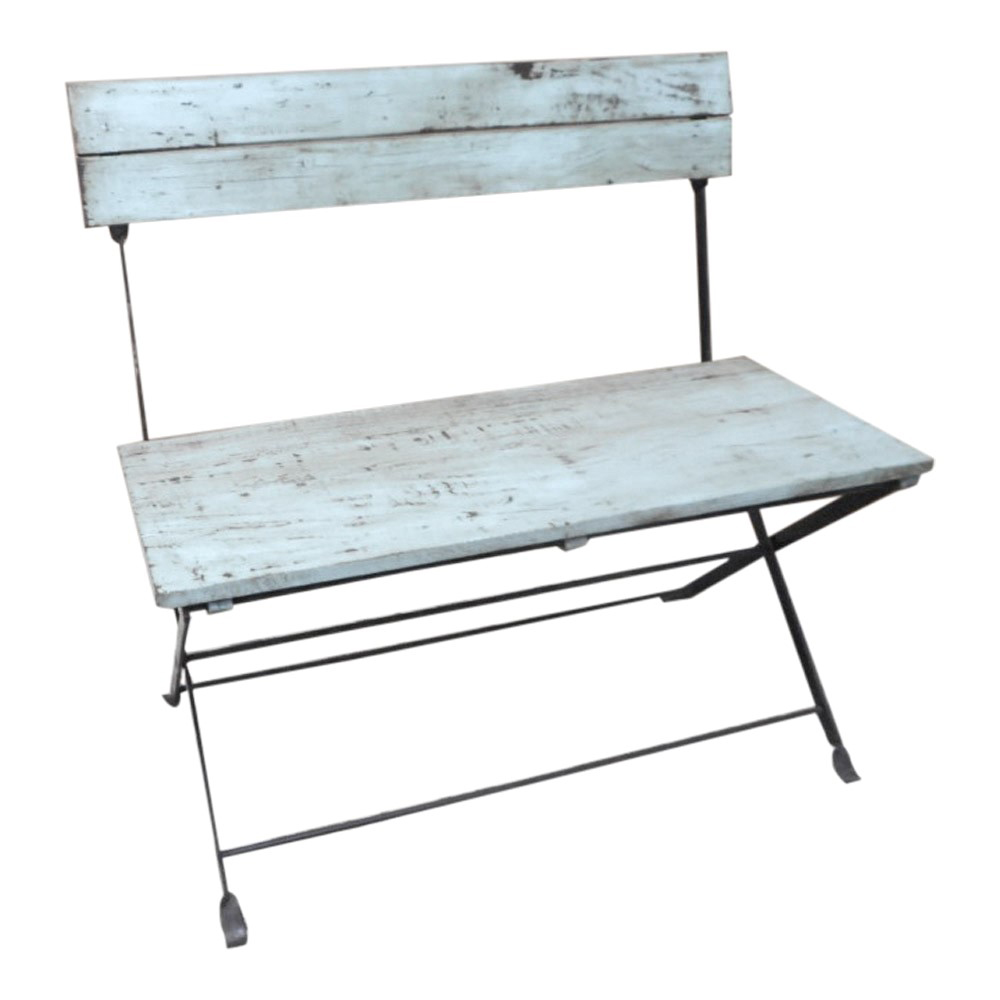 Själsö Nordic Bænk - Blå Genbrugstræ Og Sort Jern (87X35)