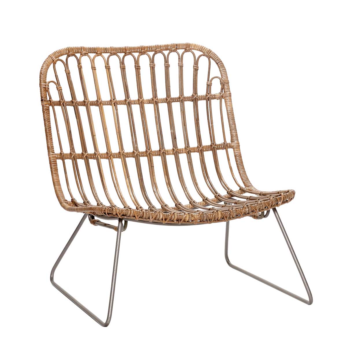 Hübsch Loungestol - Natur Rattan Og Metalben