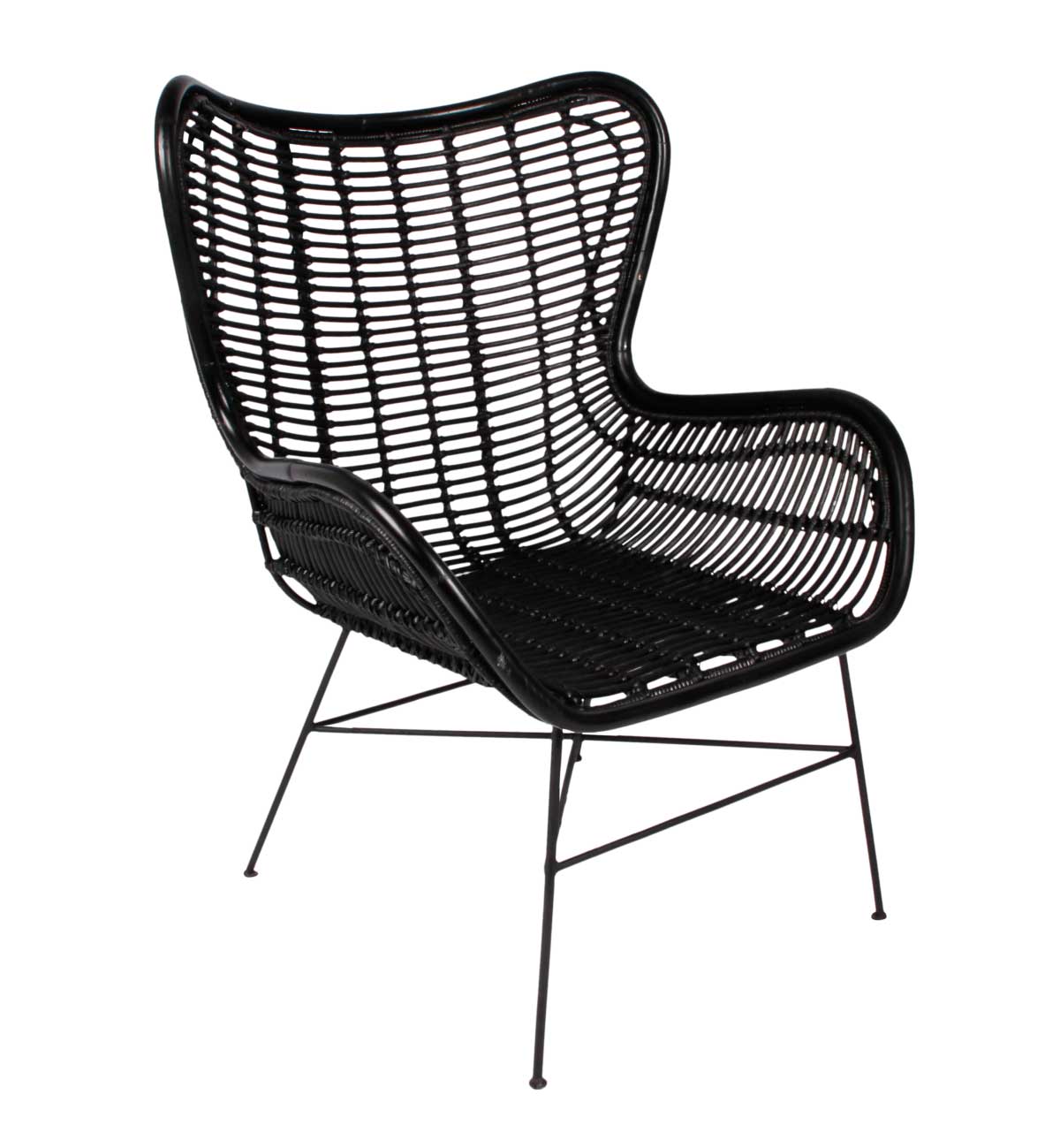 PREFORM Hilton spisebordsstol - sort rattan og sort metal, m. armlæn Billede af PREFORM Hilton spisebordsstol - sort rattan og sort metal, m. armlæn