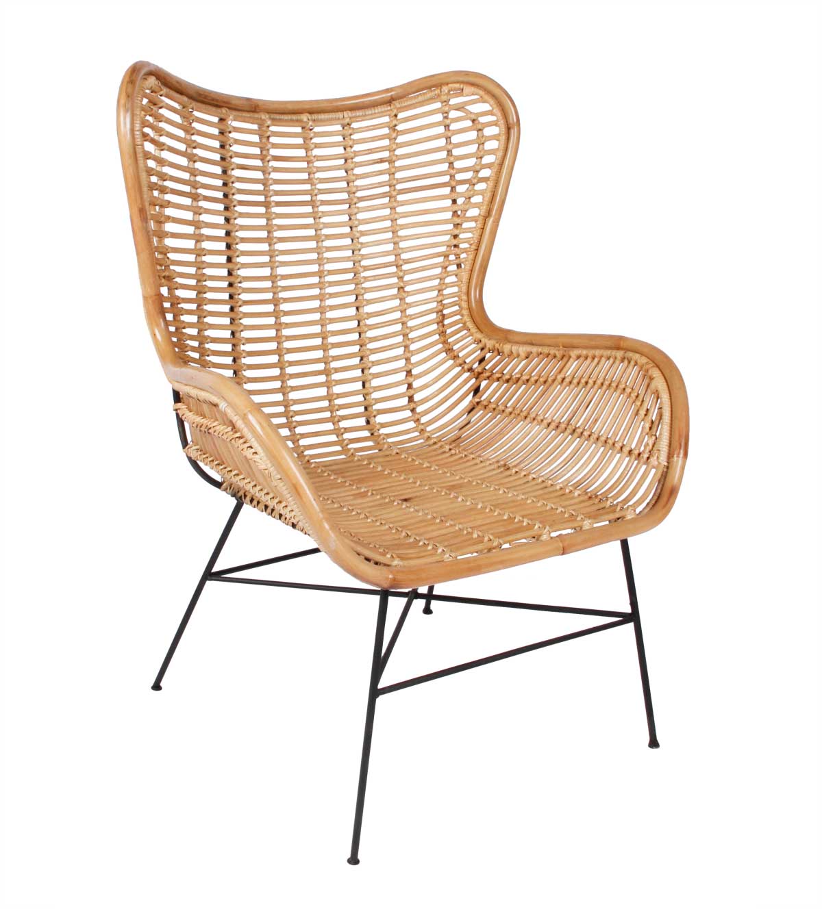 PREFORM Hilton spisebordsstol - natur rattan og sort metal, m. armlæn Billede af PREFORM Hilton spisebordsstol - natur rattan og sort metal, m. armlæn