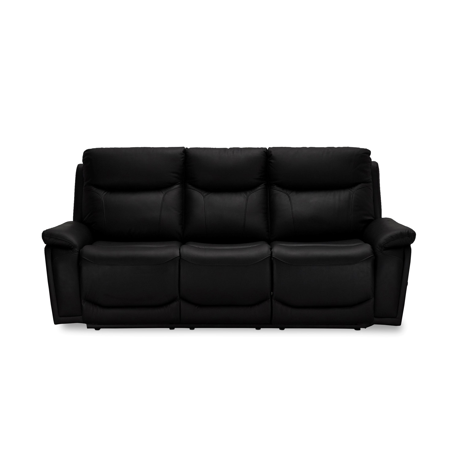Bremen 3 Pers. Recliner Sofa, M. Indbyggede Skamler - Sort Læder