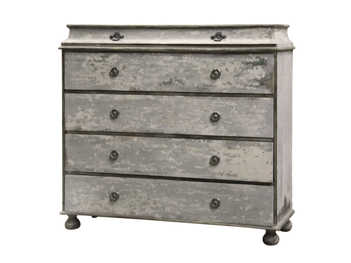 Chic Antique Kommode - Gråt Patineret Træ, M. 5 Skuffer
