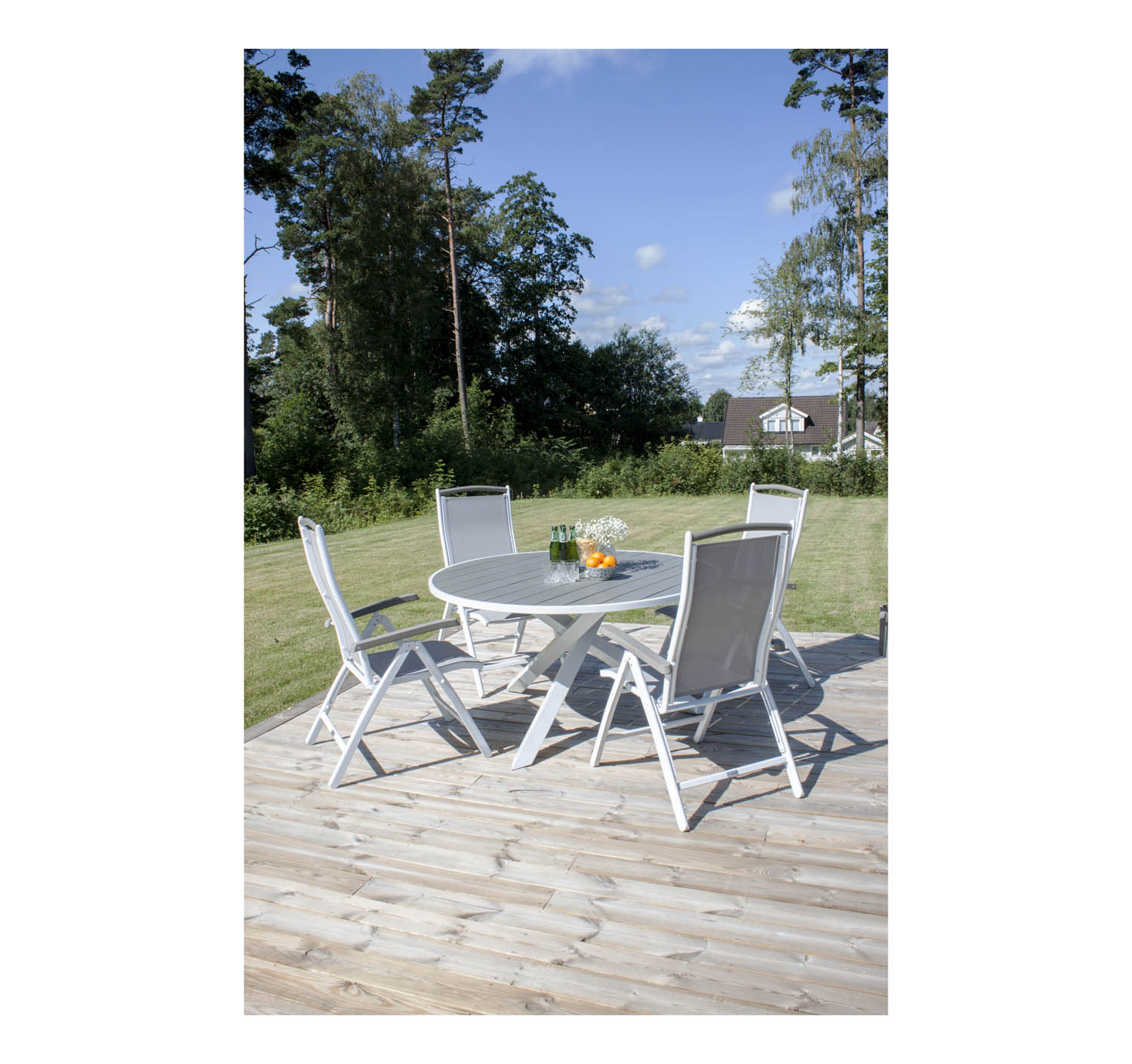 Venture Design Rund Parma Havebord - Grå, Hvid Aluminium (Ø140) Havemøbler