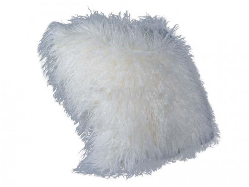 Preform Tibetan Pude - Hvid Lammeskind, 50 Cm