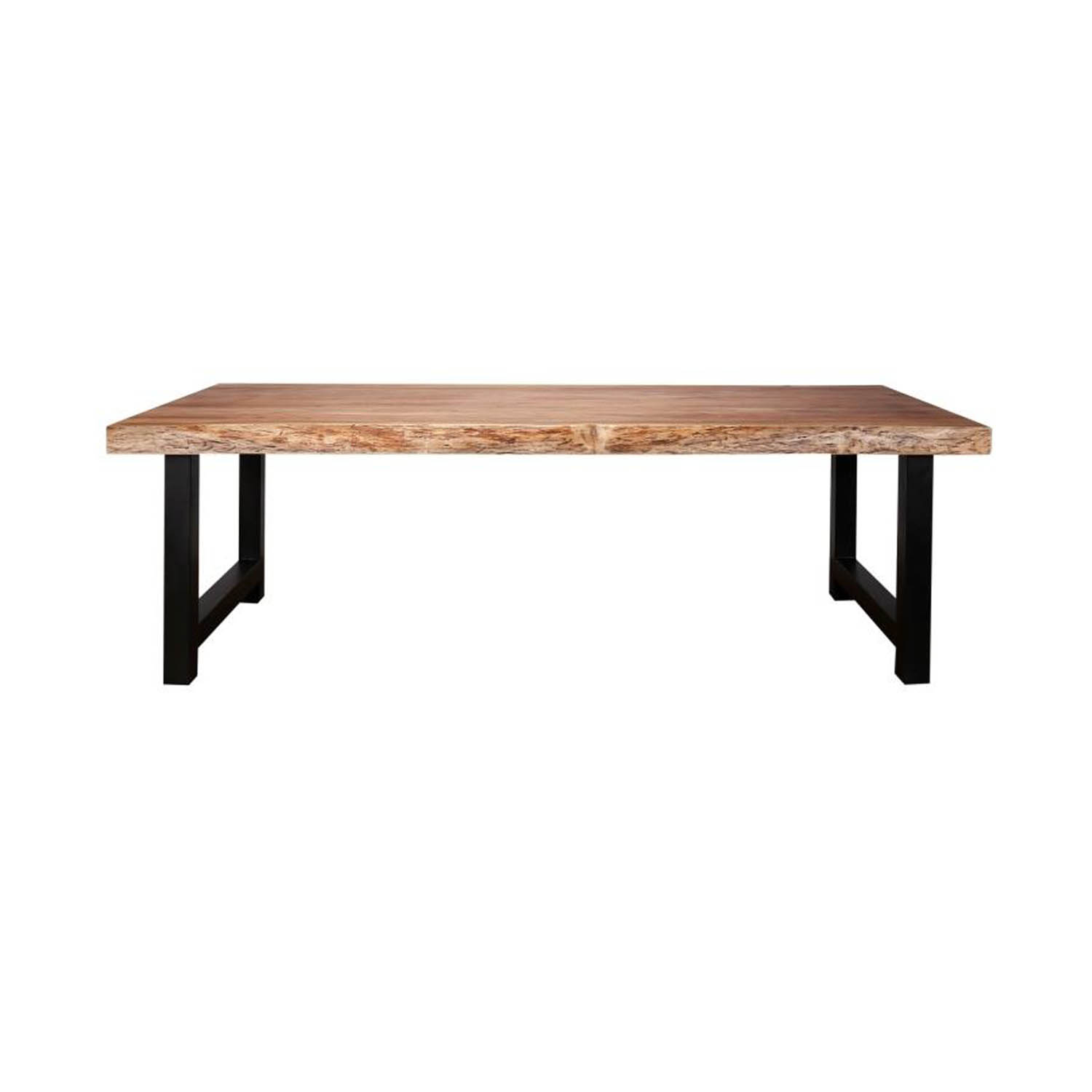 Furbo Rektangulær Spisebord - Natur Akacietræ Og Sort Stål (200X100) Spisestue