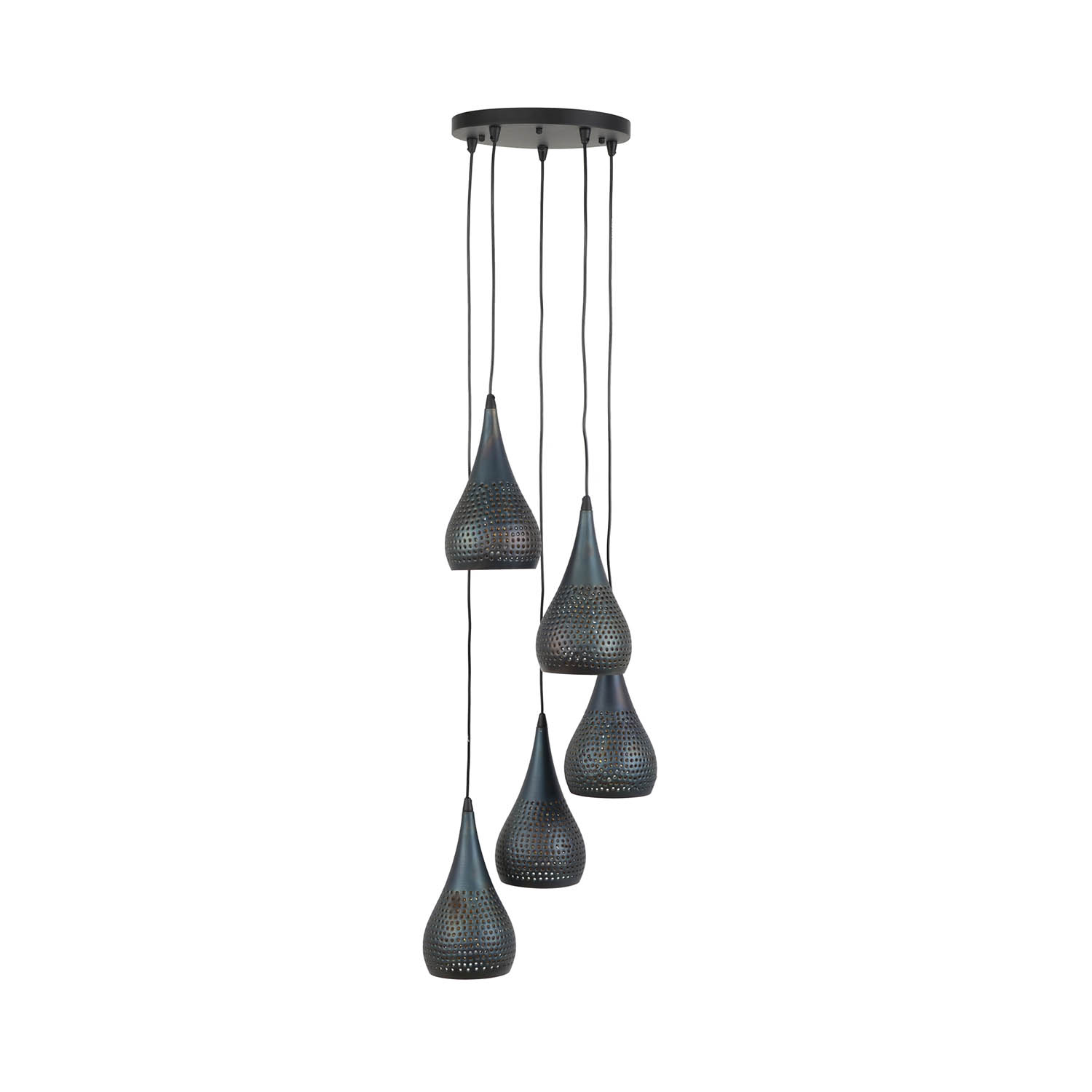 Furbo Furbo Loftlampe, M. 5 Skærme - Sort Brun Metal Belysning