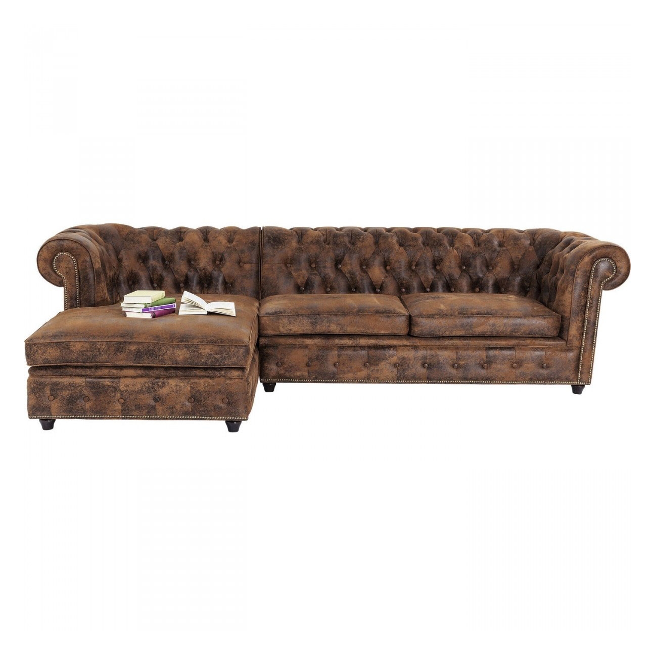 Kare Design Cambridge Vintage Smart L Chesterfield Hjørnesofa - Brun Polyester Og Træ