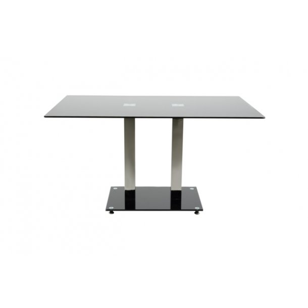 Elkin spisebord sort glas bordplade og rustfri stel. Sort glas spisebord billigt
