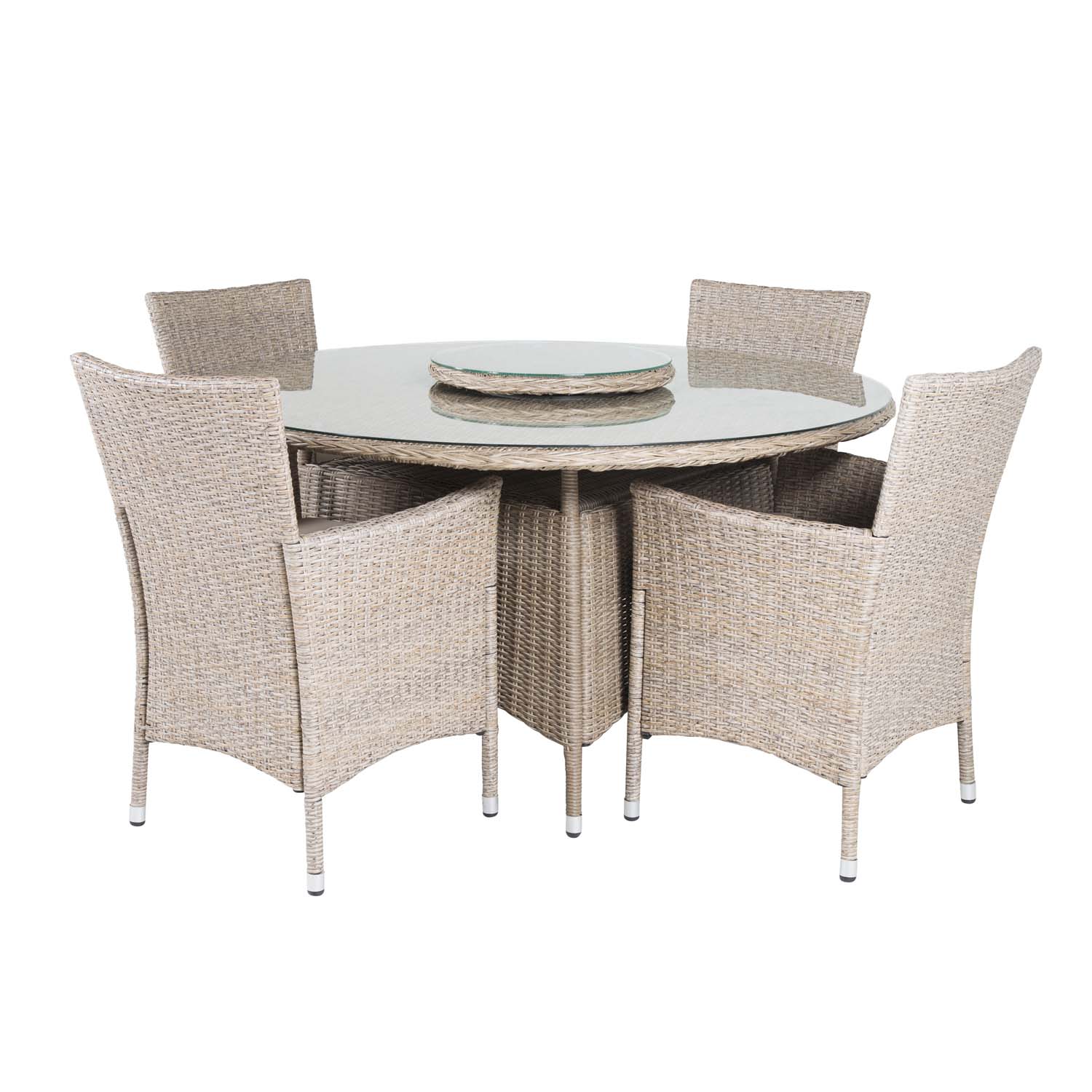 Venture Design Venture Design Havesæt M. Washington Bord (Ø140) Og 4 Knick Stole M. Armlæn - Natur Rattan Havemøbler