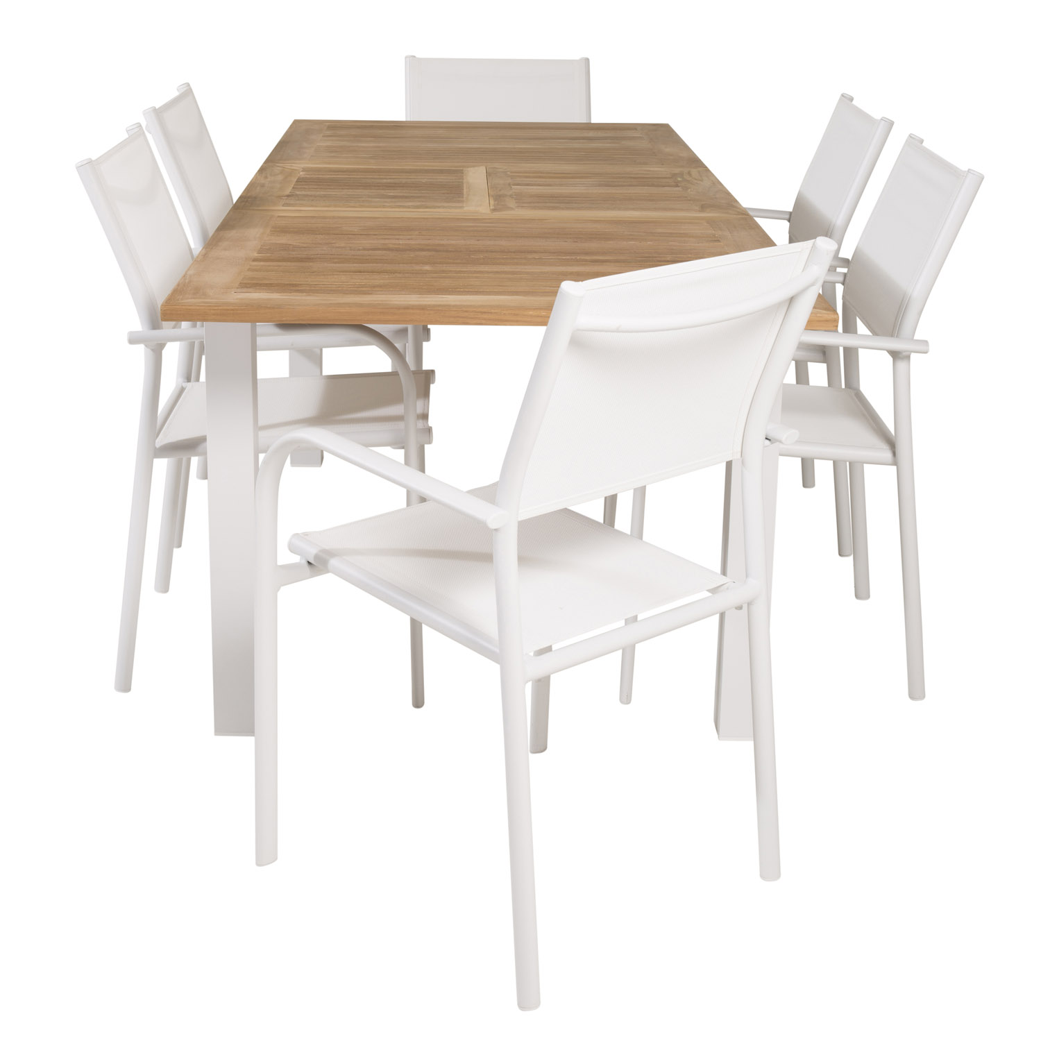 Venture Design Havesæt, M. Panama Bord, M. Udtræk Og 6 Santorini Stole, M. Armlæn - Teak/Alu Havemøbler