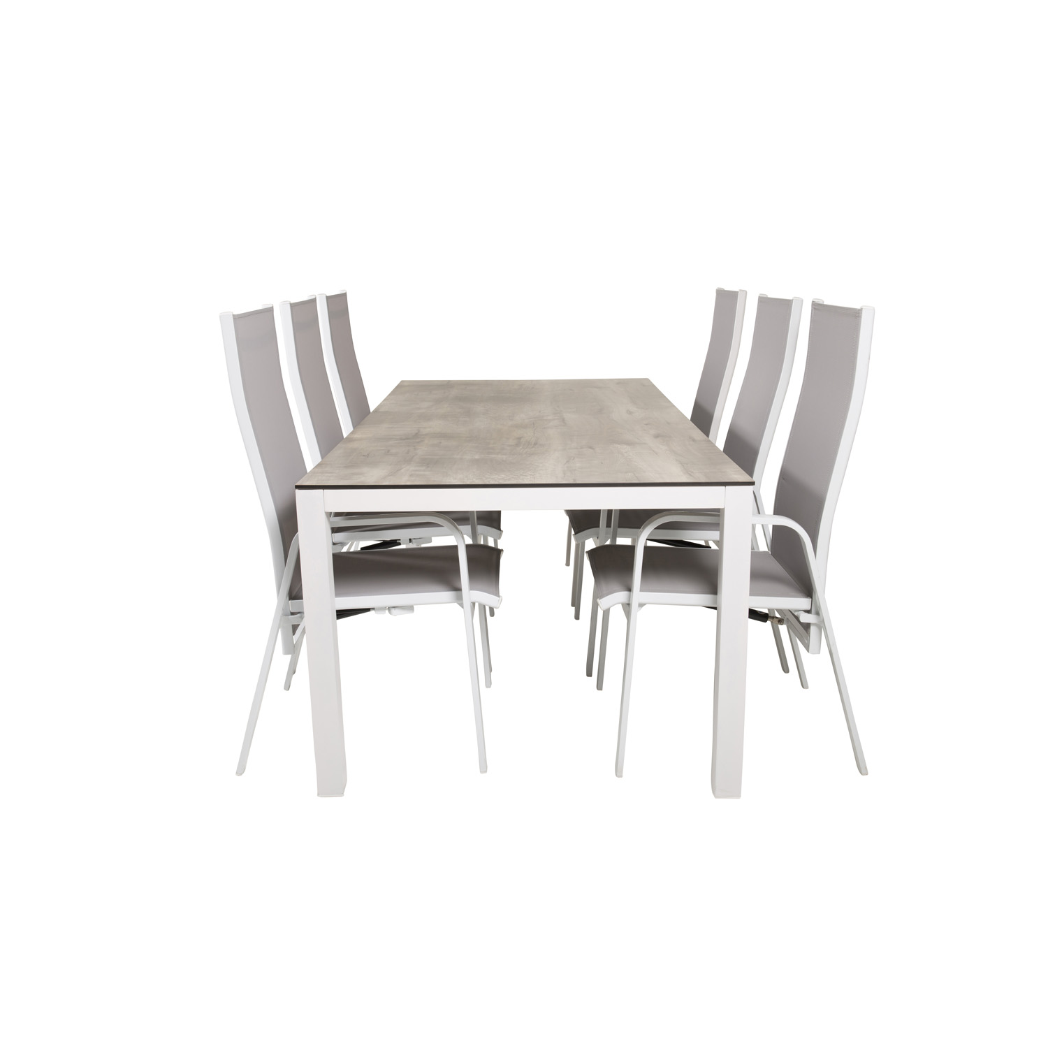 Venture Design Havesæt, M. Llama Bord (205X100) Og 6 Copacabana Recliner Stole - Laminat/Alu Havemøbler