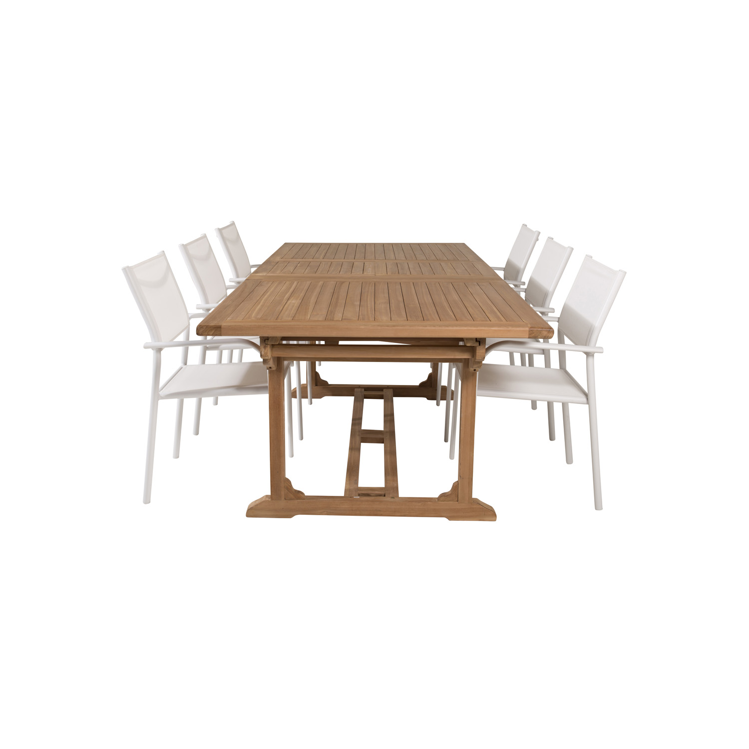 Venture Design Venture Design Havesæt, M. Kenya Bord, M. Udtræk Og 6 Santorini Stole, M. Armlæn - Teak/Alu Terrasse & Have