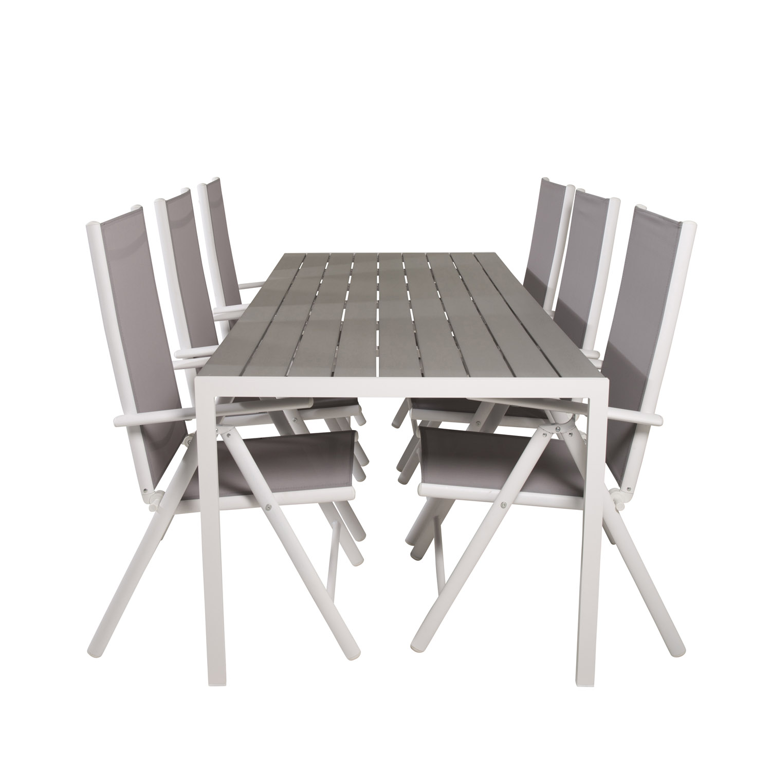 Venture Design Havesæt, M. Break Bord (205X90) Og 6 Break 5:Pos. Stole - Aintwood/Alu/Textilene Terrasse & Have