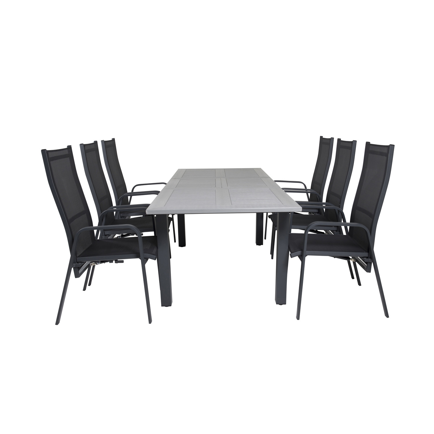 Venture Design Havesæt, M. Albany Bord, M. Udtræk Og 6 Copacabana Recliner Stole - Aintwood/Alu