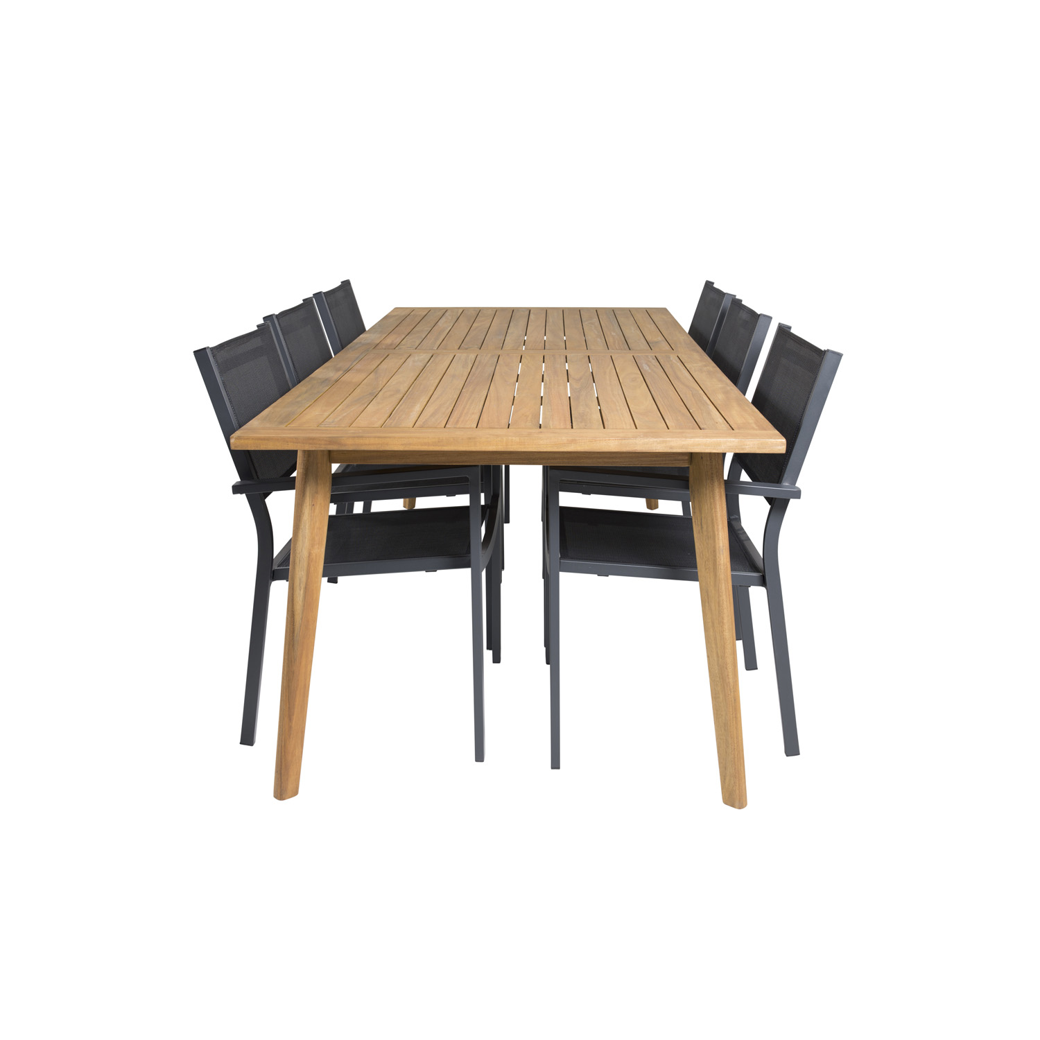 Venture Design Havesæt, M. Chania Bord (220X100) Og 6 Copacabana Stole, M. Armlæn - Akacie/Alu Havemøbler