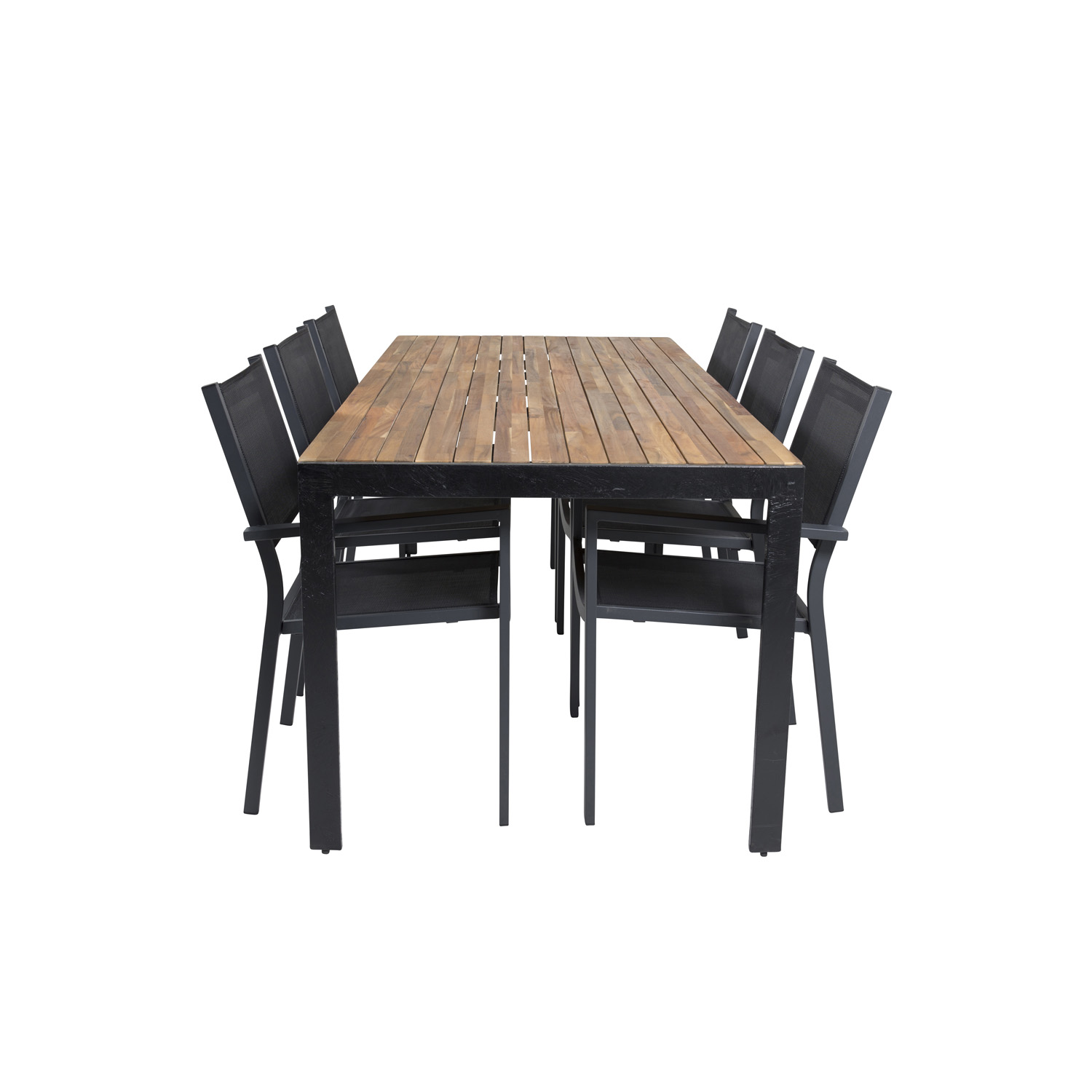 Venture Design Venture Design Havesæt, M. Bois Bord (200X100) Og 6 Copacabana Stole, M. Armlæn - Akacie/Alu Terrasse & Have