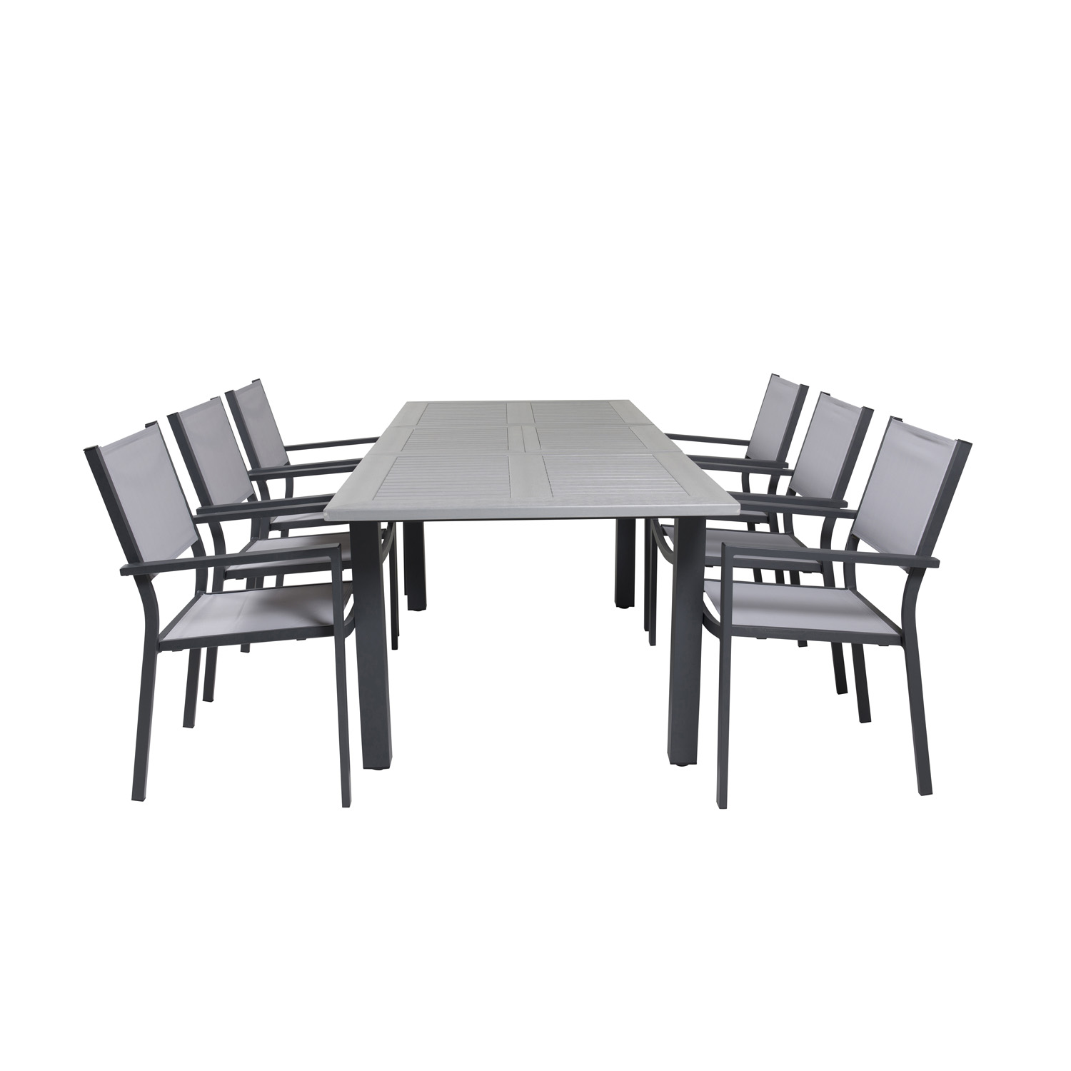 Venture Design Havesæt, M. Albany Bord, M. Udtræk Og 6 Copacabana Stole, M. Armlæn - Aintwood/Alu