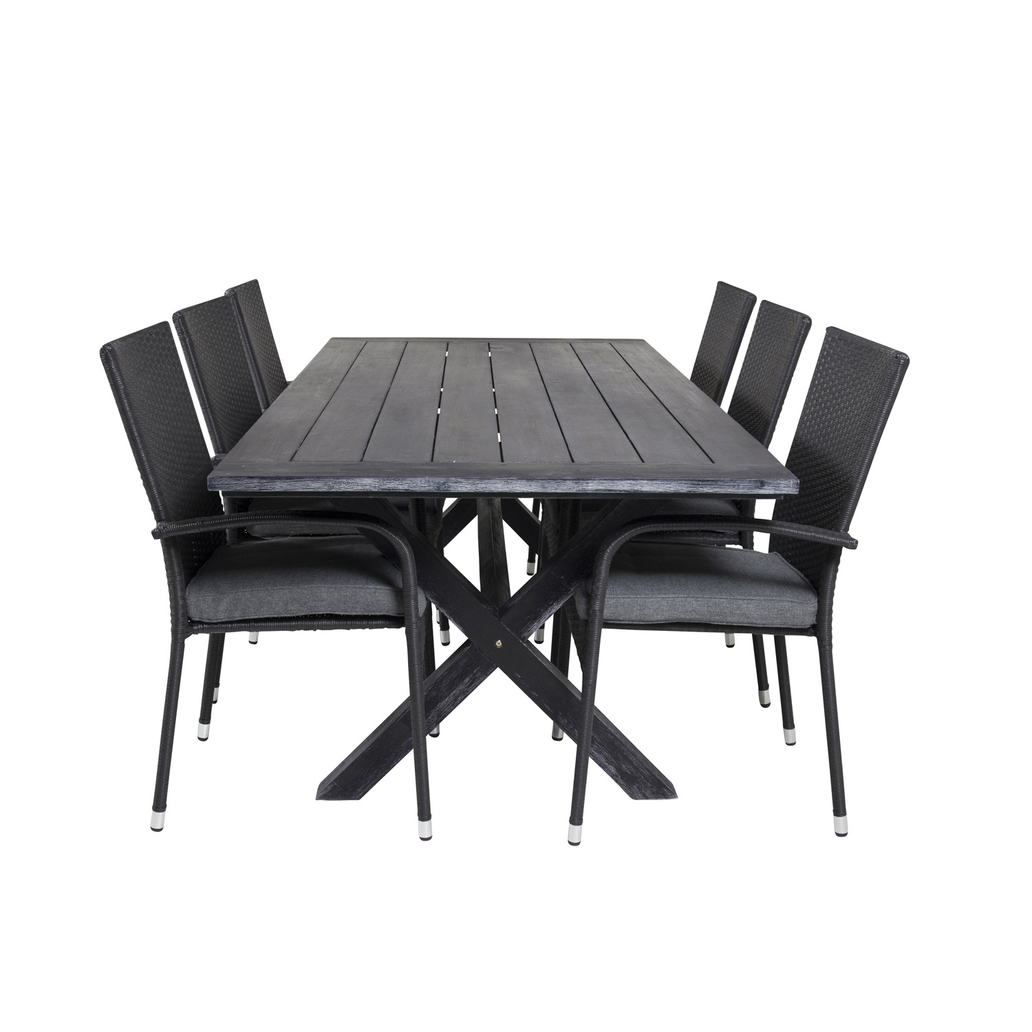 Venture Design Havesæt, M. Rives Bord (200X100) Og 6 Anna Stole, M. Armlæn - Akacie/Rattan Havemøbler