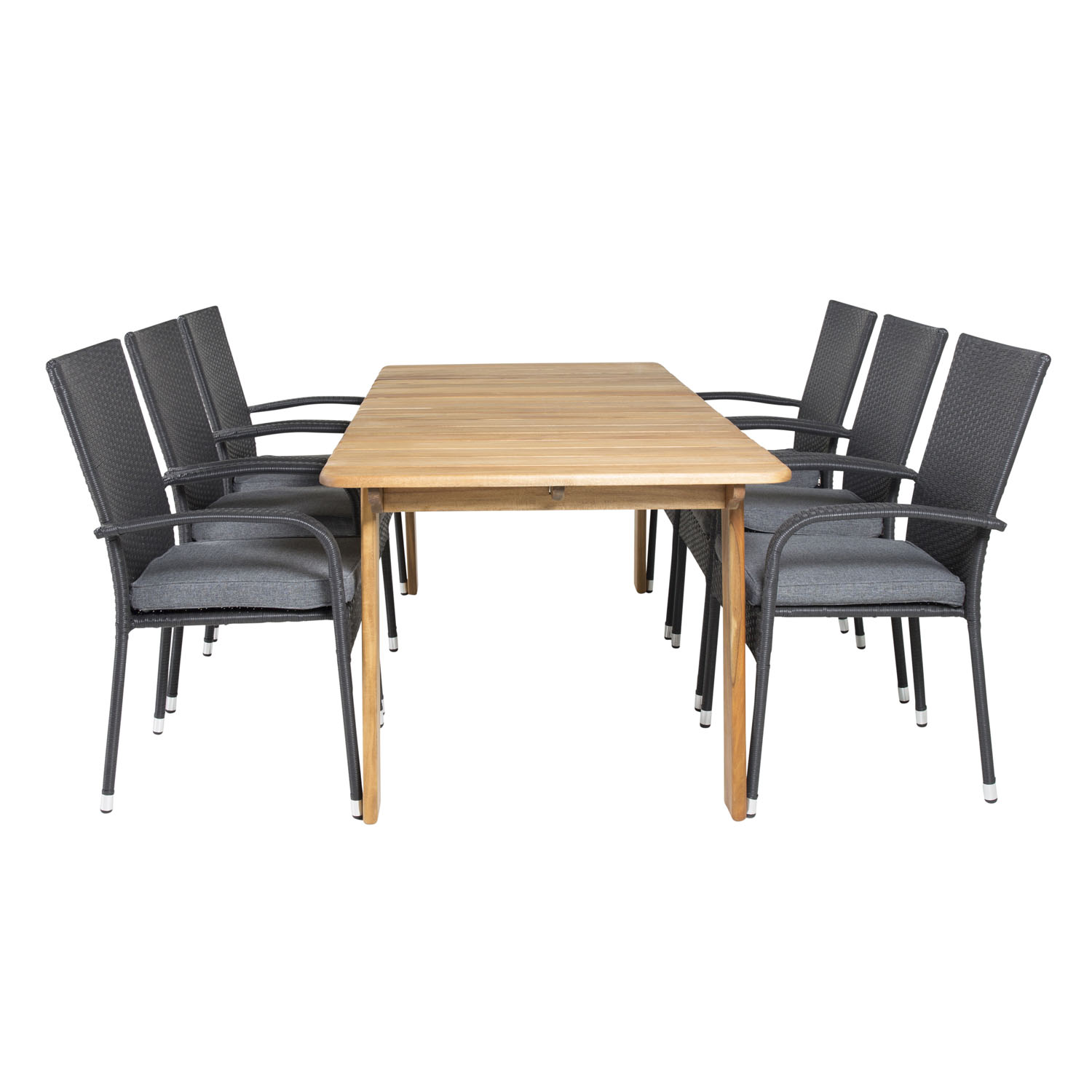 Venture Design Venture Design Havesæt, M. Marion Bord (180X90) Og 6 Anna Stole, M. Armlæn - Akacie/Rattan Havemøbler
