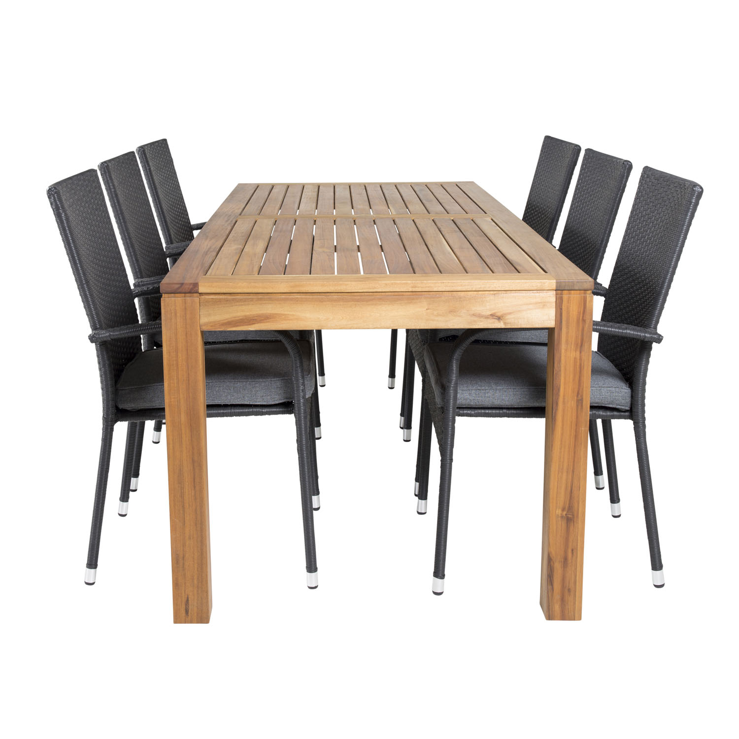 Venture Design Havesæt, M. Little John Bord (200X90) Og 6 Anna Stole, M. Armlæn - Akacie/Rattan Terrasse & Have