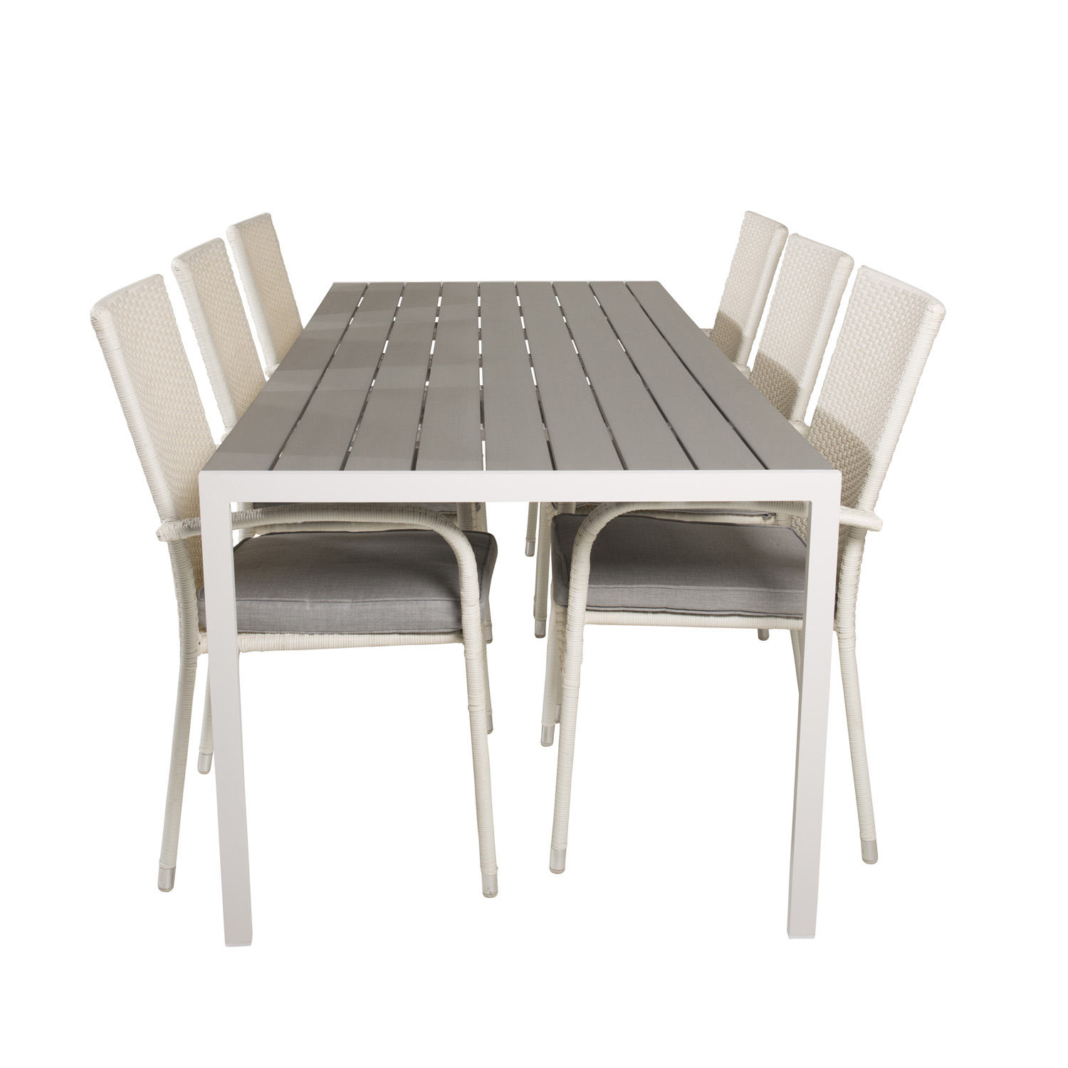 Venture Design Havesæt, M. Break Bord (205X90) Og 6 Anna Stole, M. Armlæn - Aintwood/Alu/Rattan