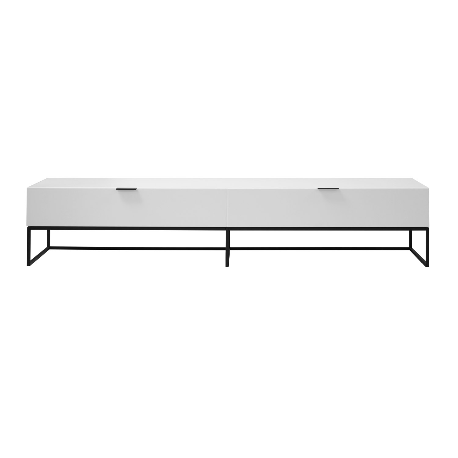 Kobe Tv-Bord, M. 1 Låge Og 1 Skuffe - Hvid Mdf Og Sort Metal (199, 9X41, 8) Dagligstue