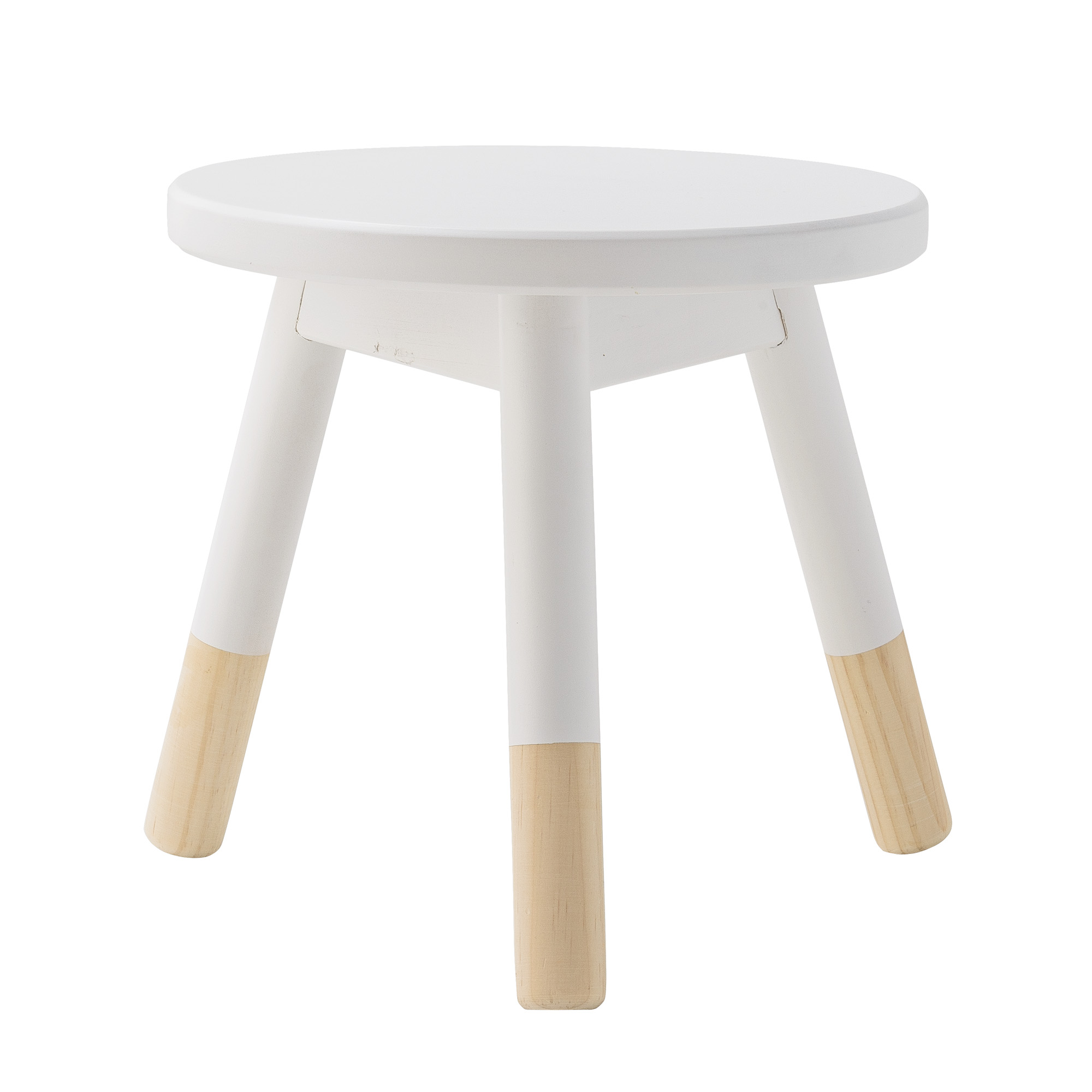 Bloomingville Mini Bloomingville Mini Skammel - Offwhite/Natur Fyrretræ, Rund (Ø30) Spisestue
