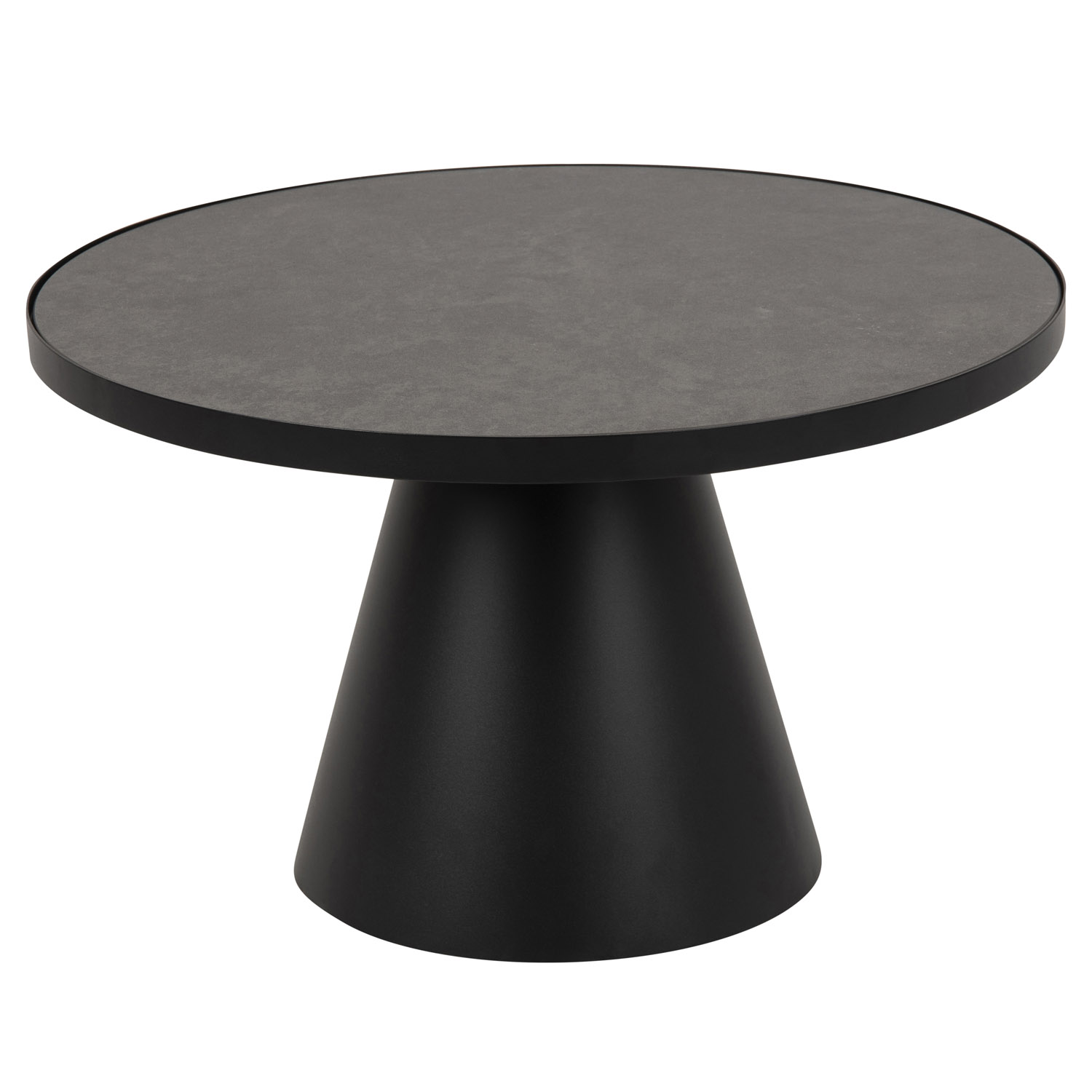 Act Nordic Soli Rund Sofabord - Fairbanks Sort Glas/Keramik Og Sort Metal (Ø65, 7) Dagligstue