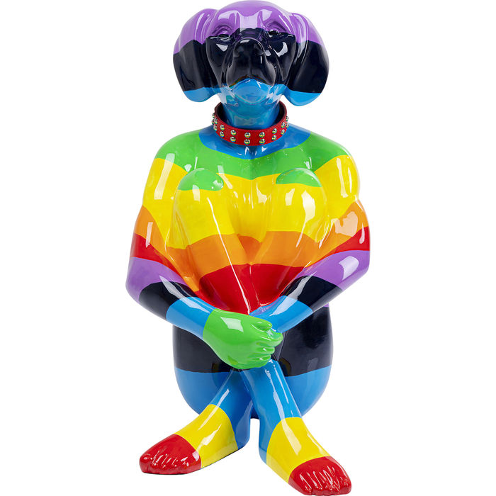 Kare Design Sitting Dog Rainbow Skulptur - Multifarvet Fiberglas (H:80) Boligtilbehør