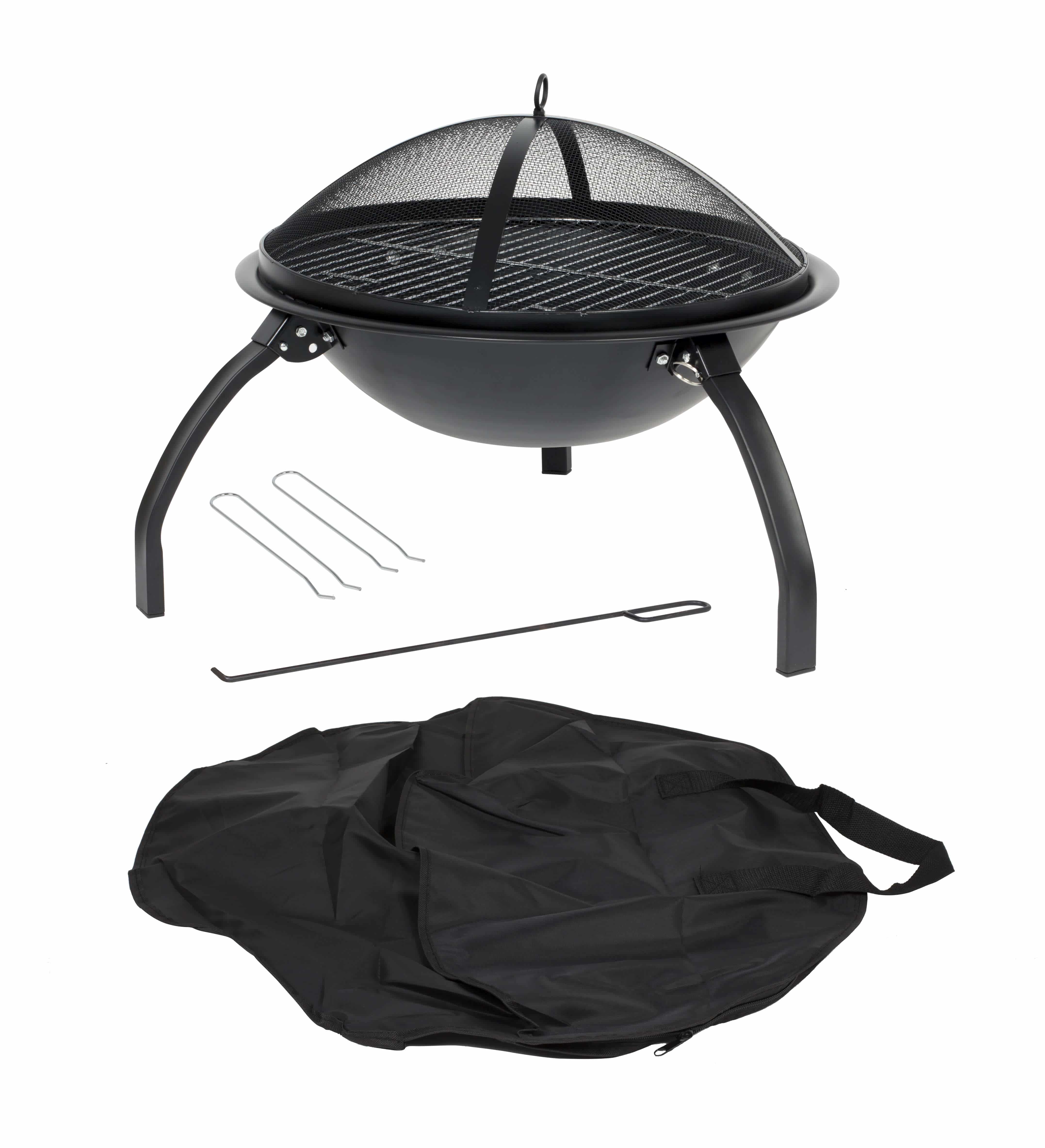 La Hacienda Camping Bålfad M. Grill - Sort Stål, Rund (Ø54)