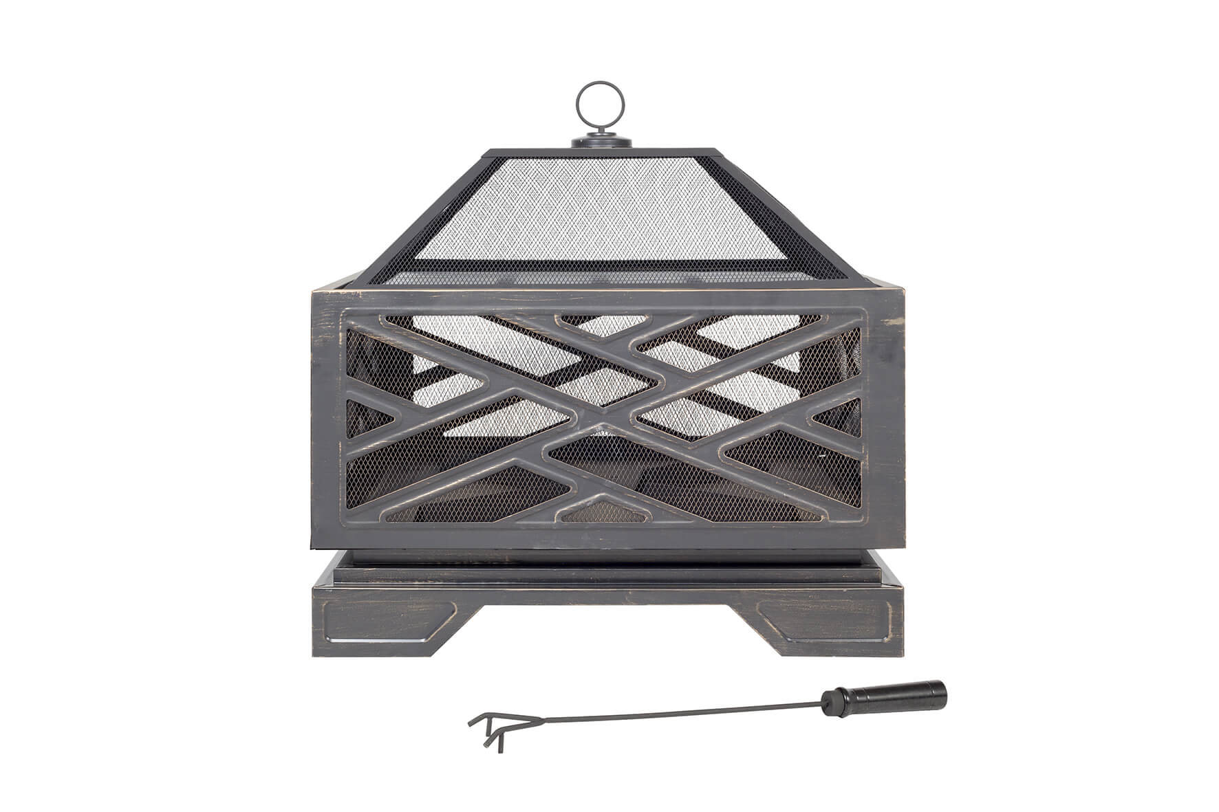 La Hacienda La Hacienda Brooklyn Bålfad M. Grill - Bronzefinish Stål, Kvadratisk (66X66X66Cm) Havemøbler