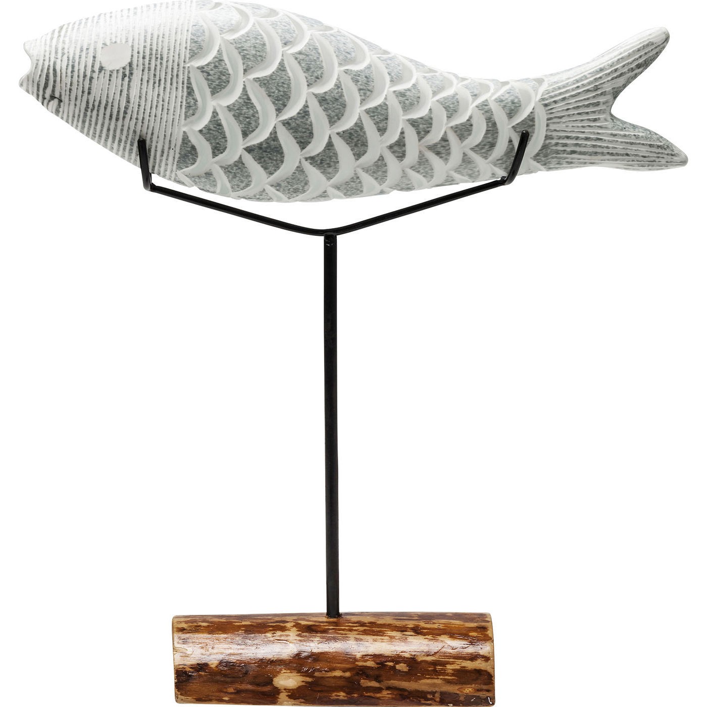KARE DESIGN Pesce Ornament skulptur - hvid/grøn/natur mangotræ/stål/glas (H 50) Billede af KARE DESIGN Pesce Ornament skulptur - hvid/grøn/natur mangotræ/stål/glas (H 50)