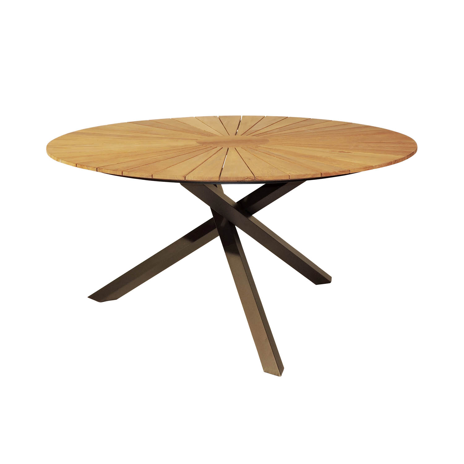 Venture Design Rund Mexico Havebord - Natur Teaktræ Og Sort Aluminium (Ø140) Havemøbler