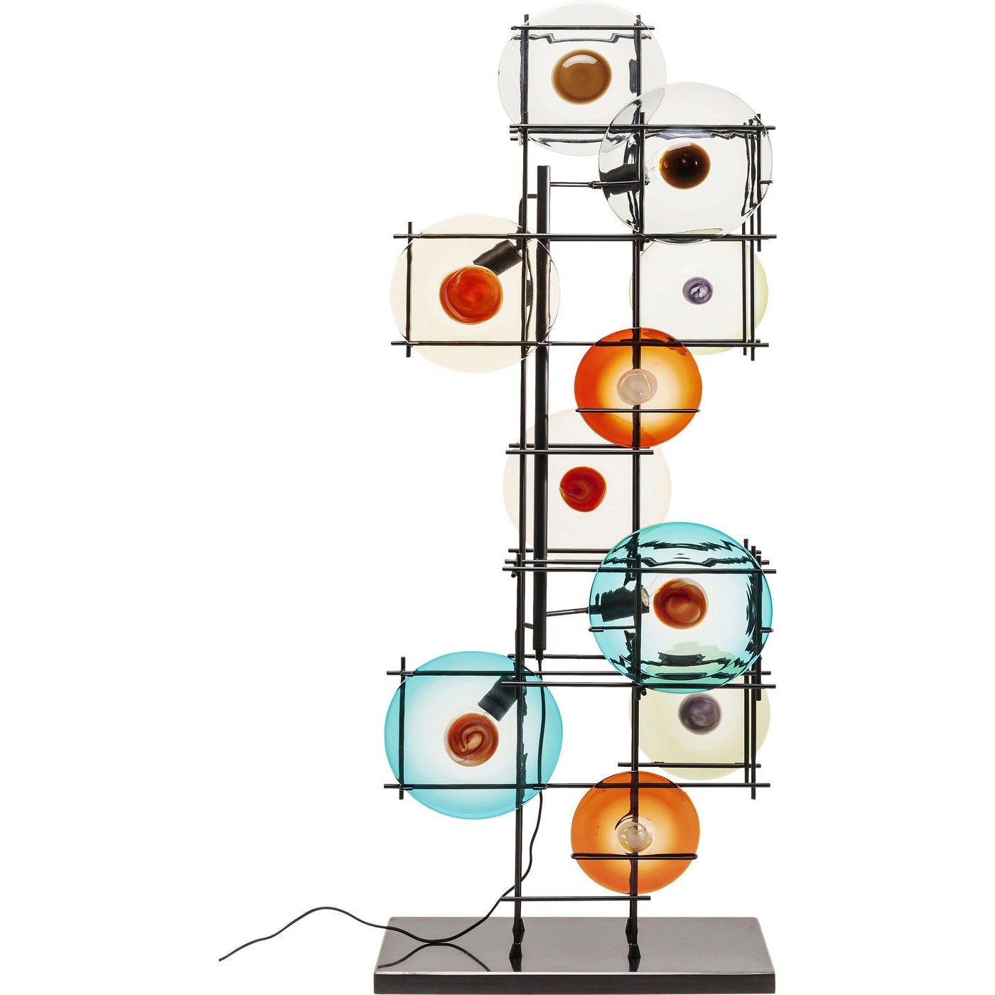 Kare Design Kare Design Disk Colore Gulvlampe - Sort Stål M. Runde Farvede Glasstykker Belysning