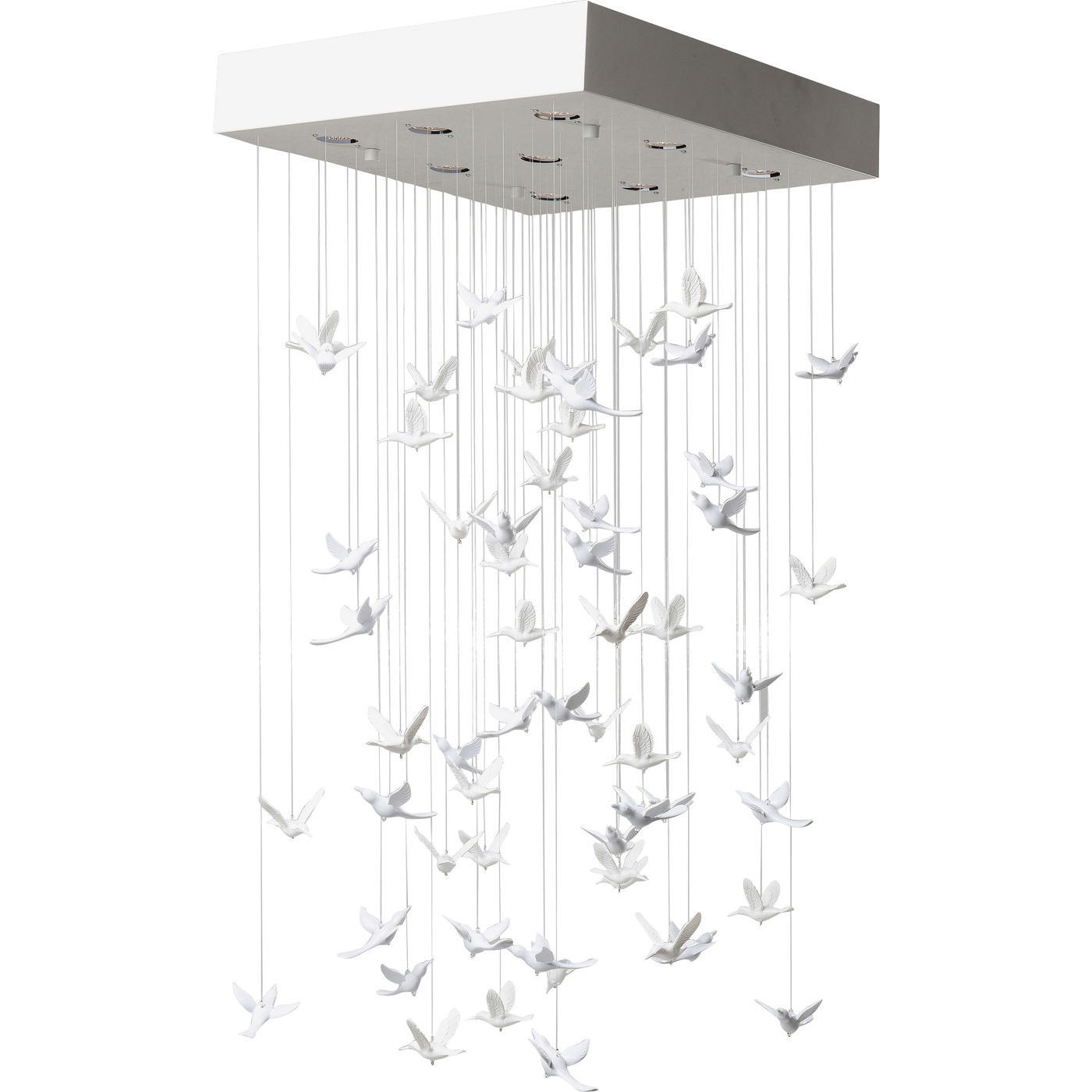 Kare Design Flying Birds Loftslampe - Hvid Plastik/Glas Og Stål (65X65)