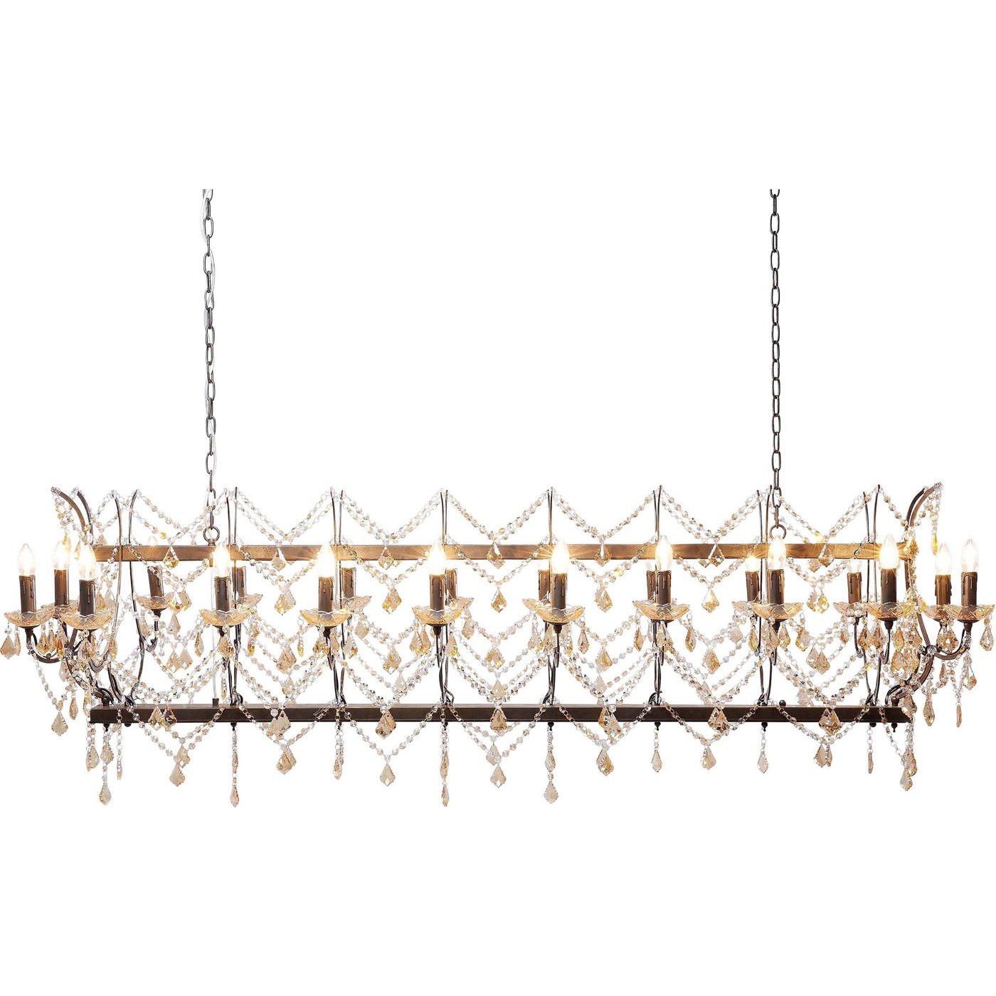 Kare Design Chateau Crystal Rusty Deluxe Loftslampe - Farvet Glas Og Lakeret Stål, M. 20 Lysarme Belysning
