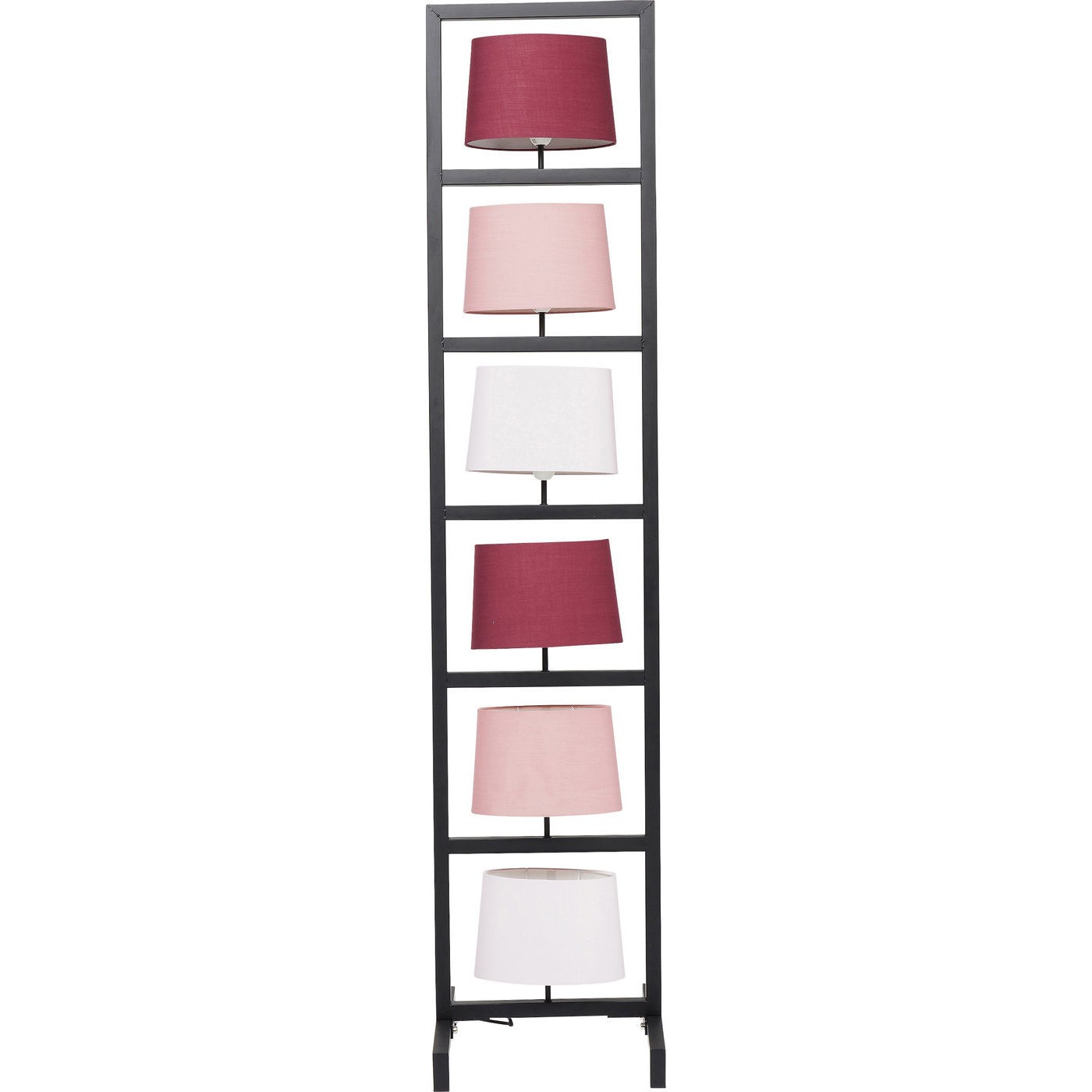 KARE DESIGN Parecchi Berry Sort gulvlampe - sort stål og bourdeaux/lyserød/hvidt stof, m. 6 lampeskærme (H 170) Billede af KARE DESIGN Parecchi Berry Sort gulvlampe - sort stål og bourdeaux/lyserød/hvidt stof, m. 6 lampeskærme (H 170)