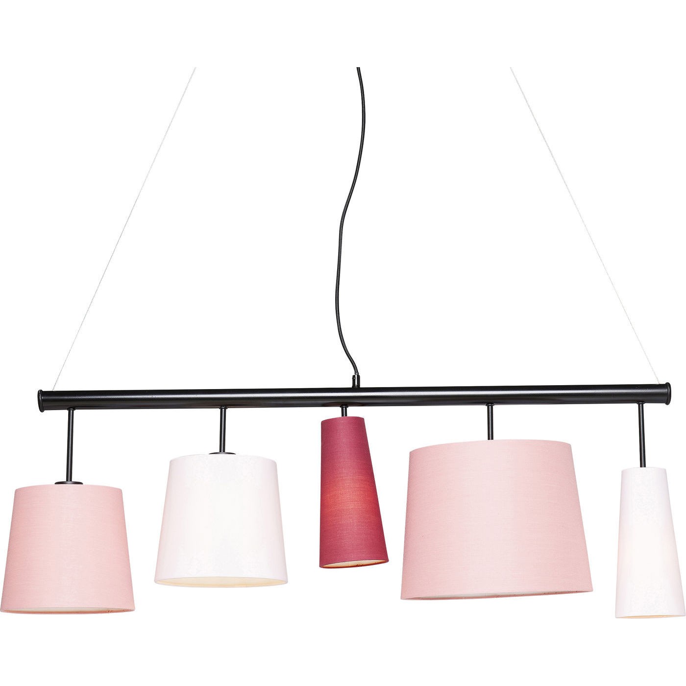 Kare Design Parecchi Berry Loftslampe - Sort Stål Og Rosa/Lyserød/Hvid Stof, M. 5 Lampeskærme