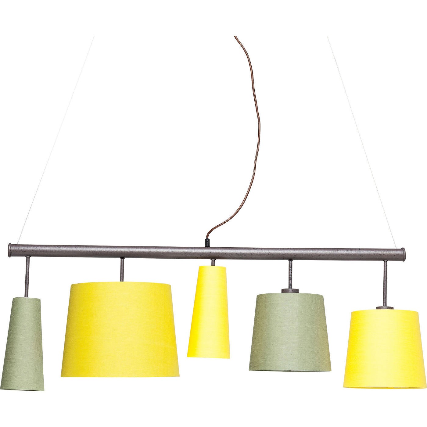 Kare Design Parecchi Lime Loftslampe - Sort Stål Og Gul/Grønt Stof, M. 5 Lampeskærme