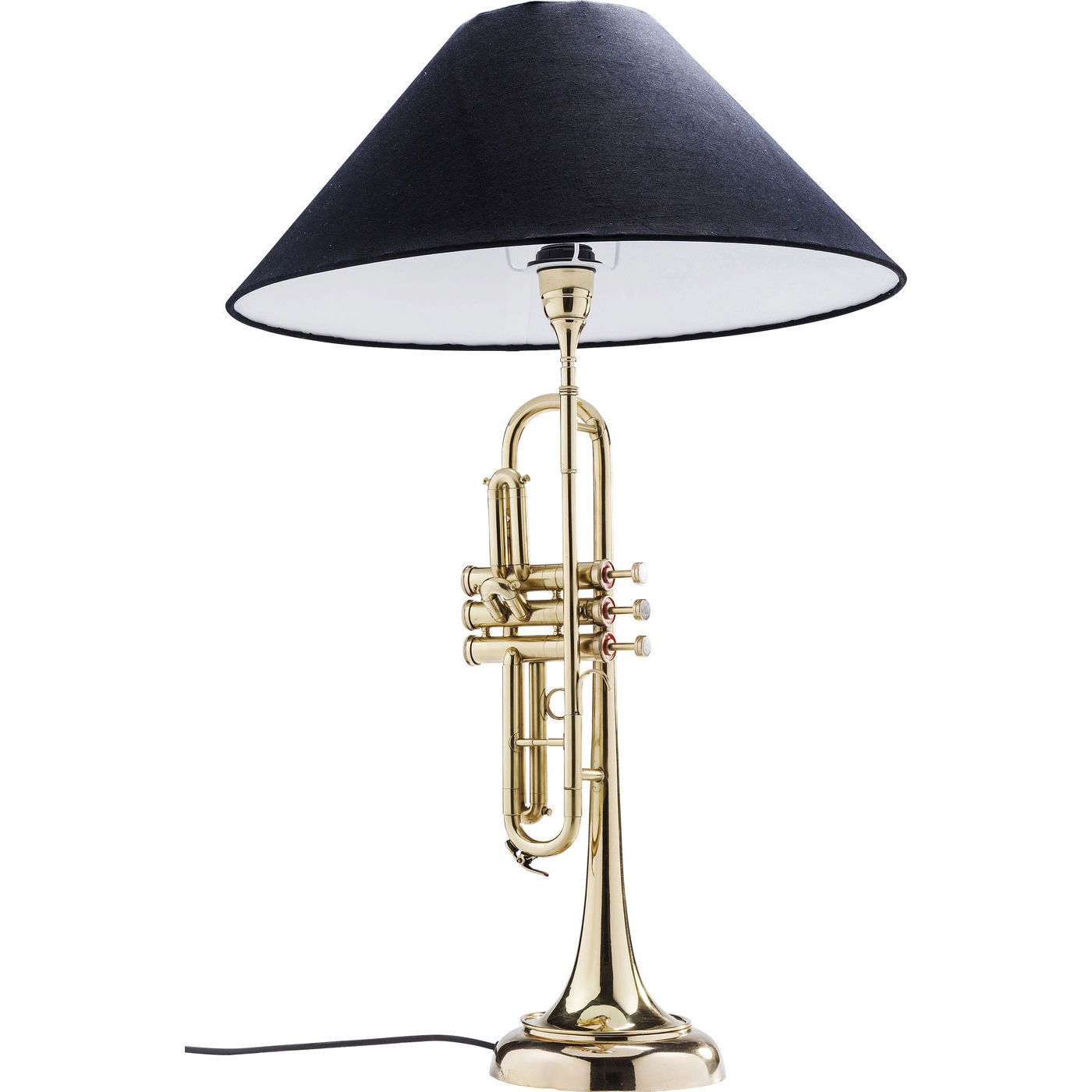 KARE DESIGN Trumpet Jazz Guld bordlampe - messingbelagt aluminium og sort stof Billede af KARE DESIGN Trumpet Jazz Guld bordlampe - messingbelagt aluminium og sort stof