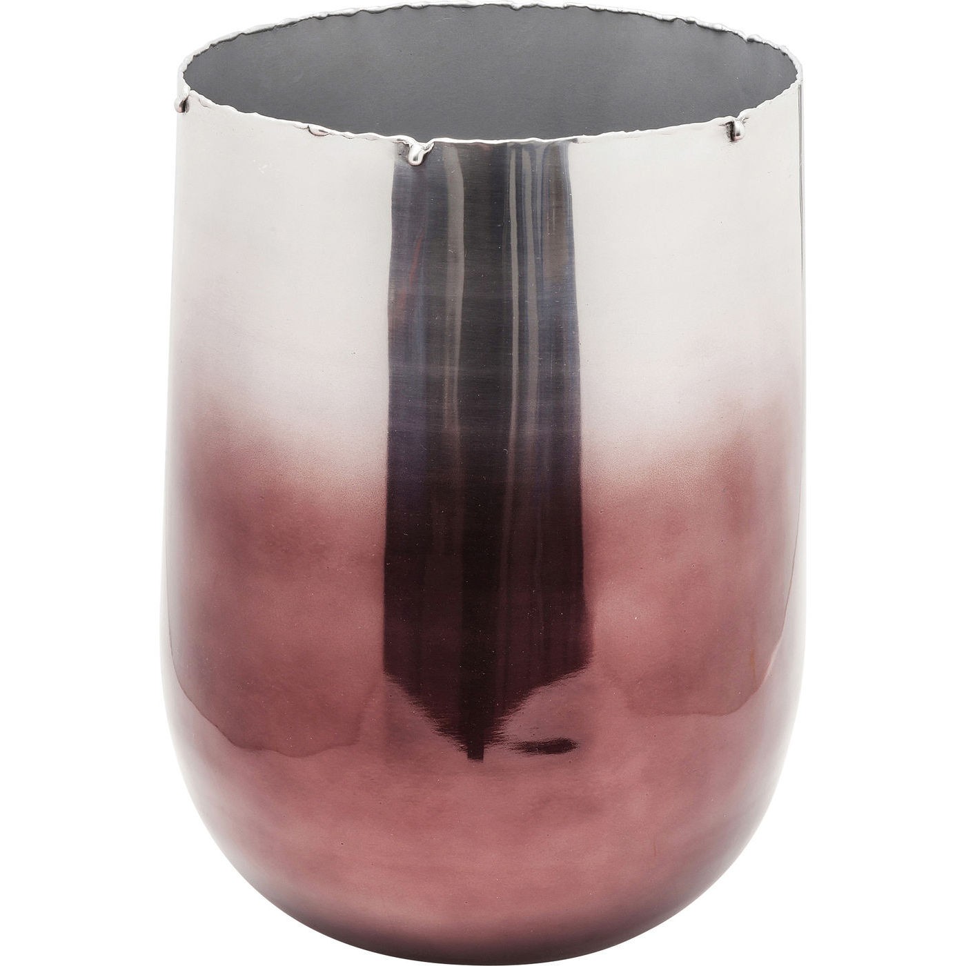 Kare Design Mirror Ombre Vase - Rosa/Sølv Poleret Aluminium, M. Rustik Kant (Ø 30)